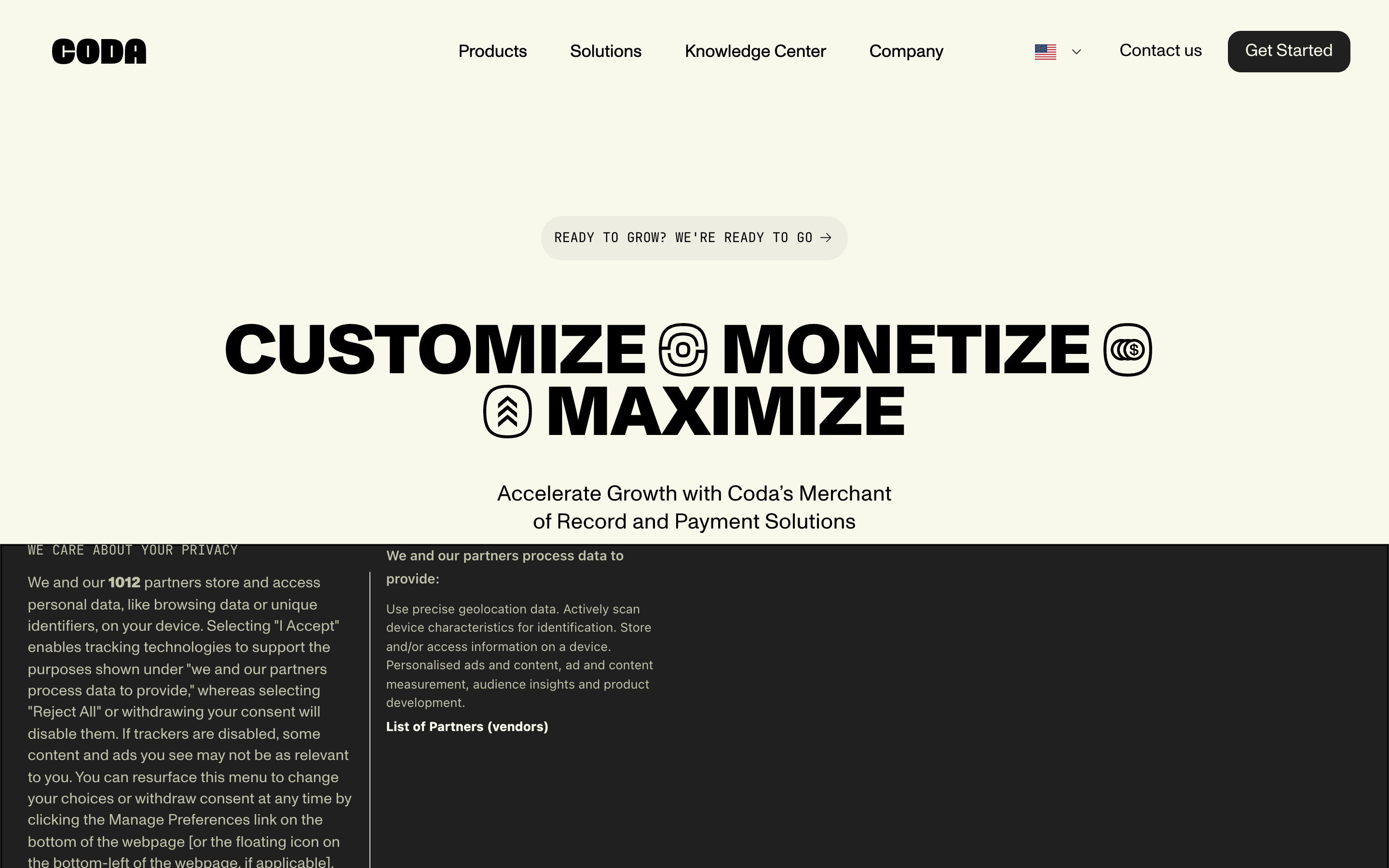 Coda website screenshot