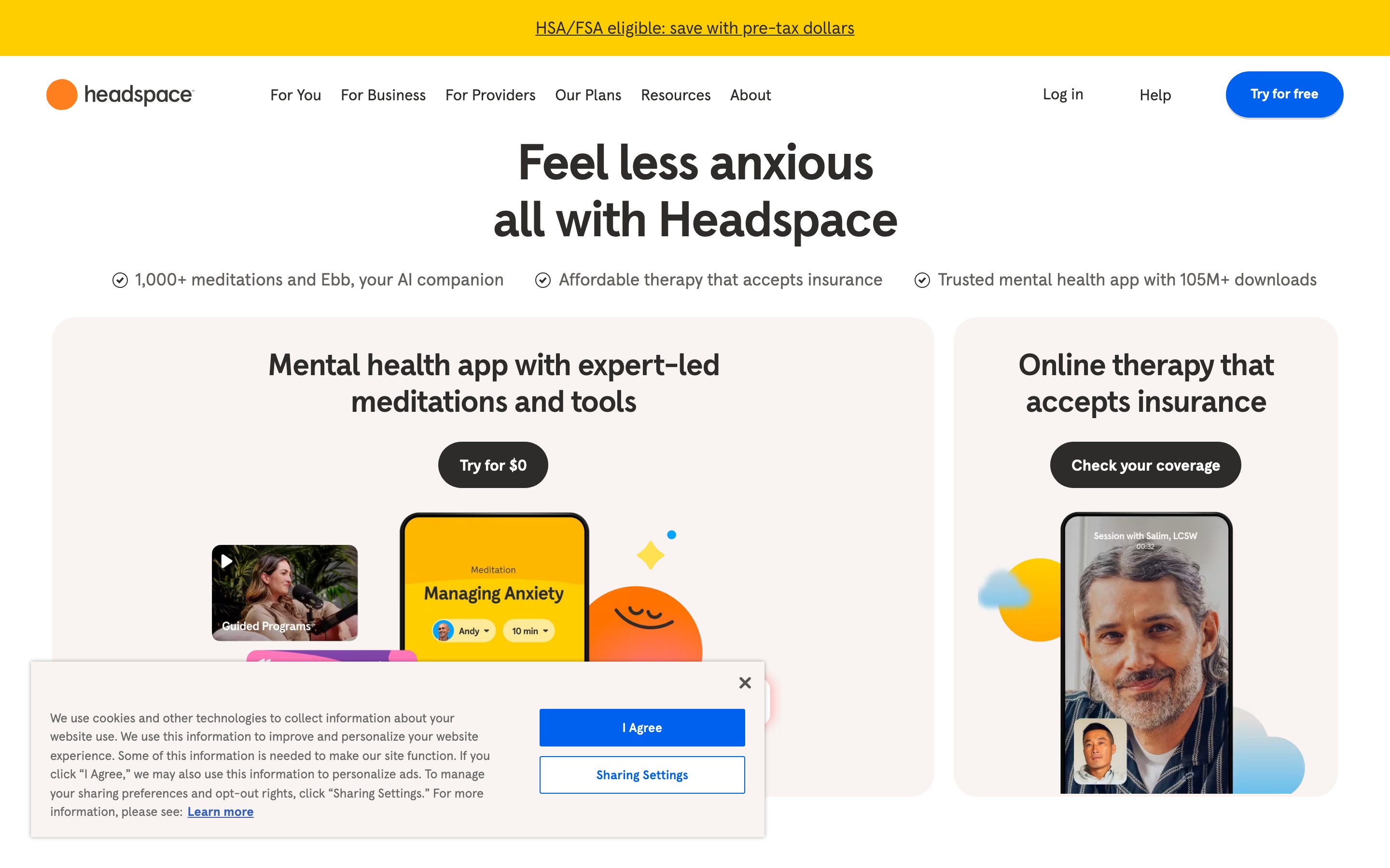 Headspace website screenshot