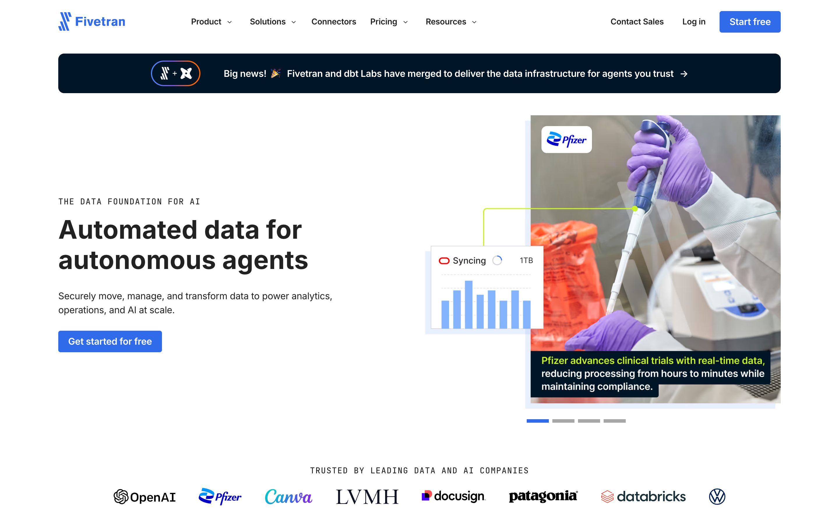 Fivetran website screenshot