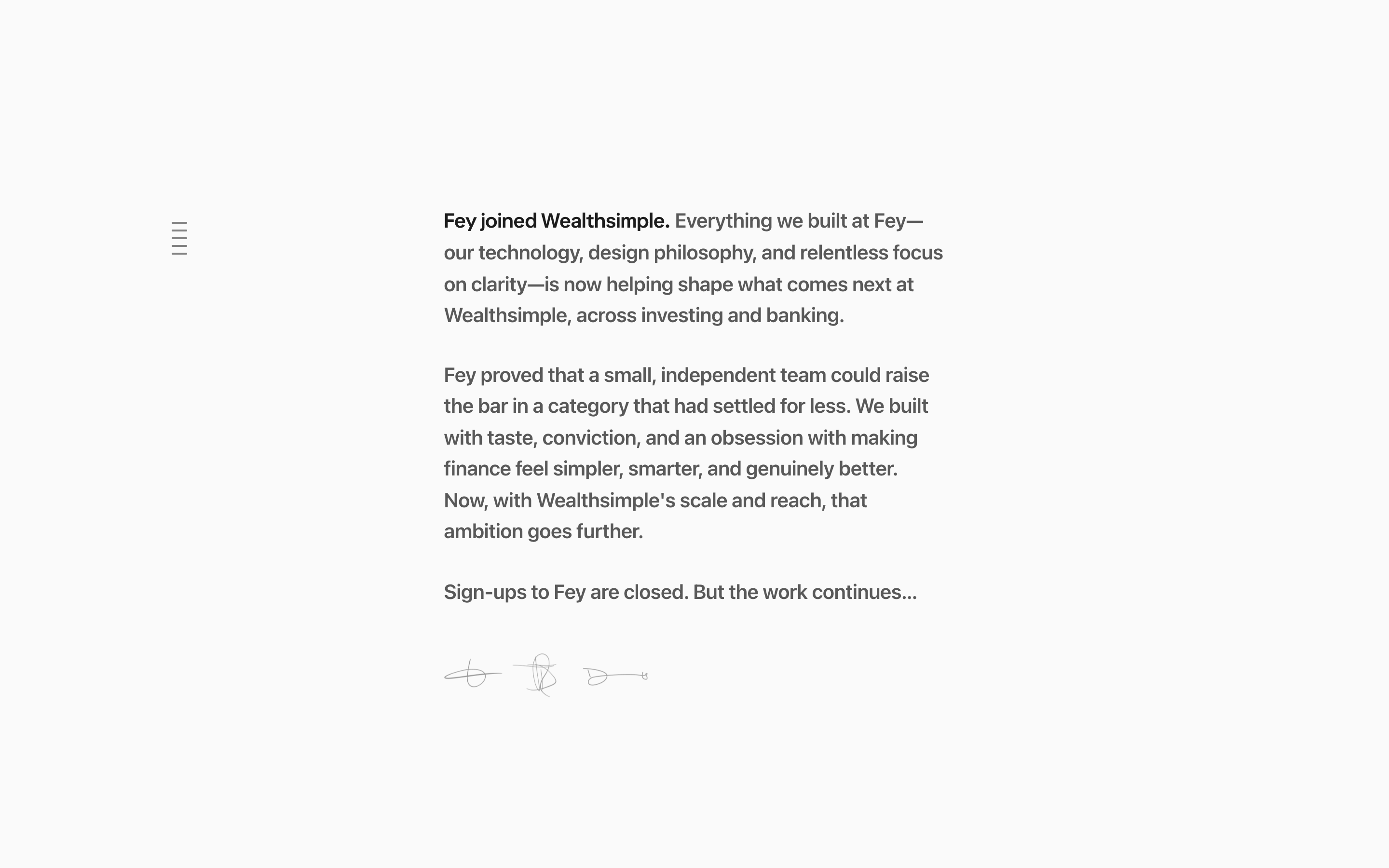 Fey website screenshot