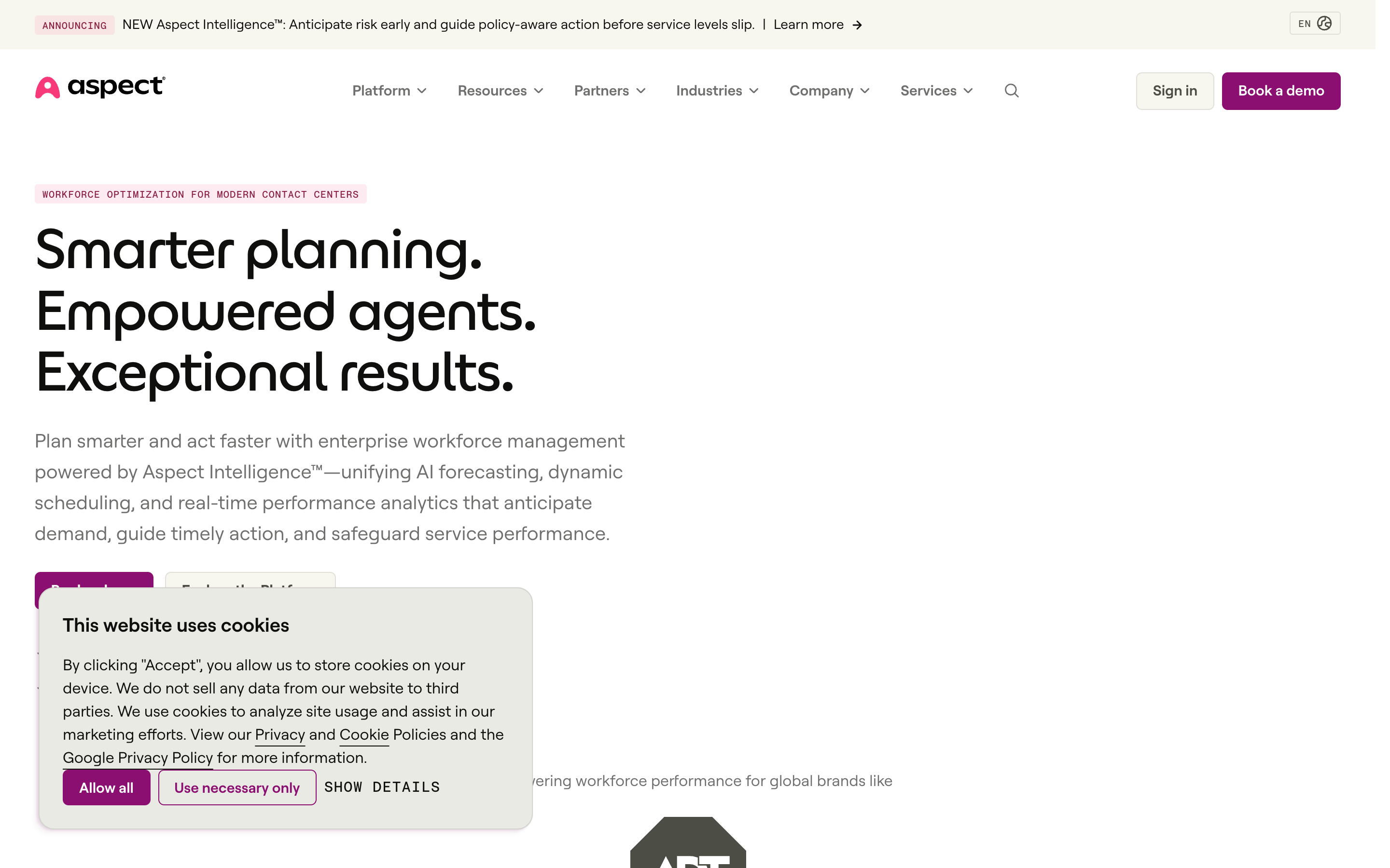Aspect website screenshot