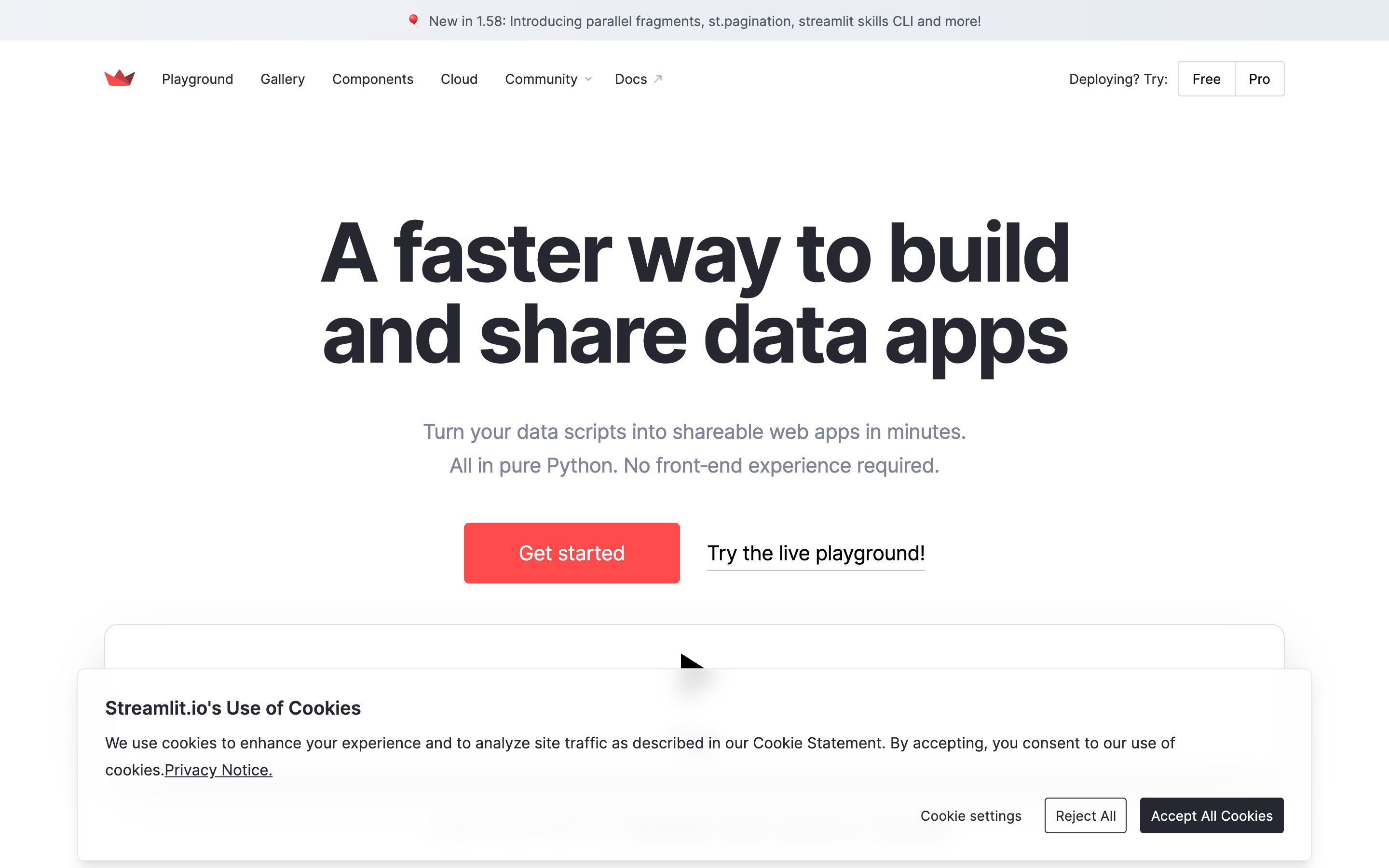 Streamlit website screenshot