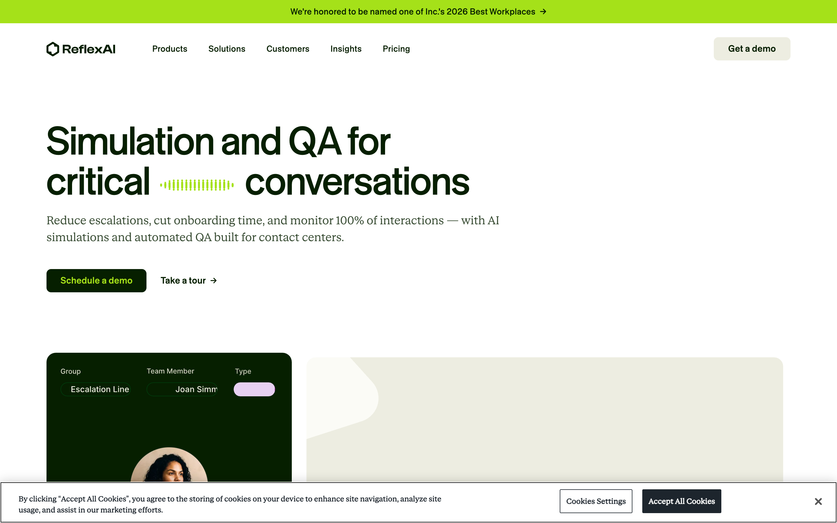 Reflexai website screenshot
