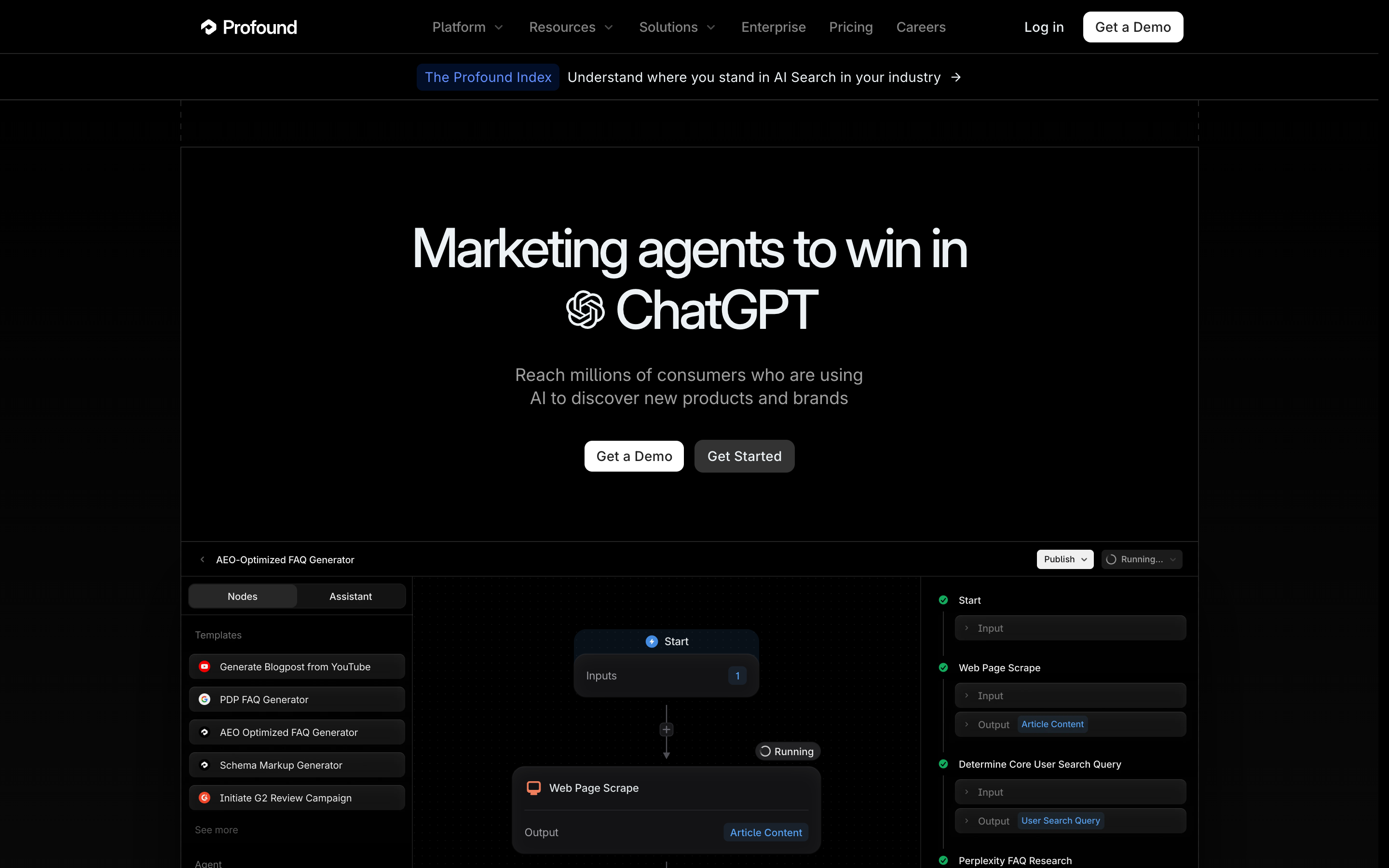 Profound AI website screenshot