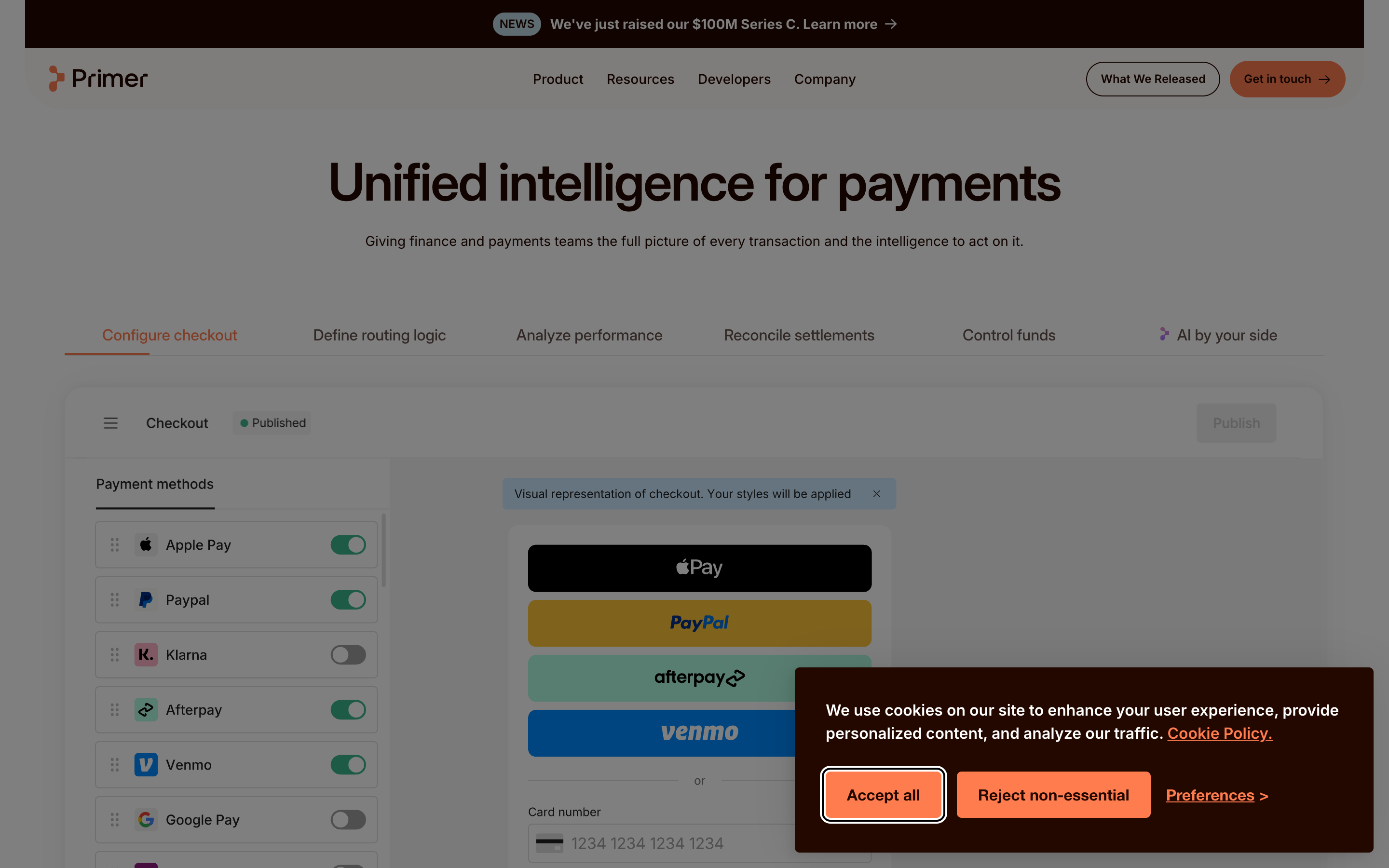 Primer website screenshot