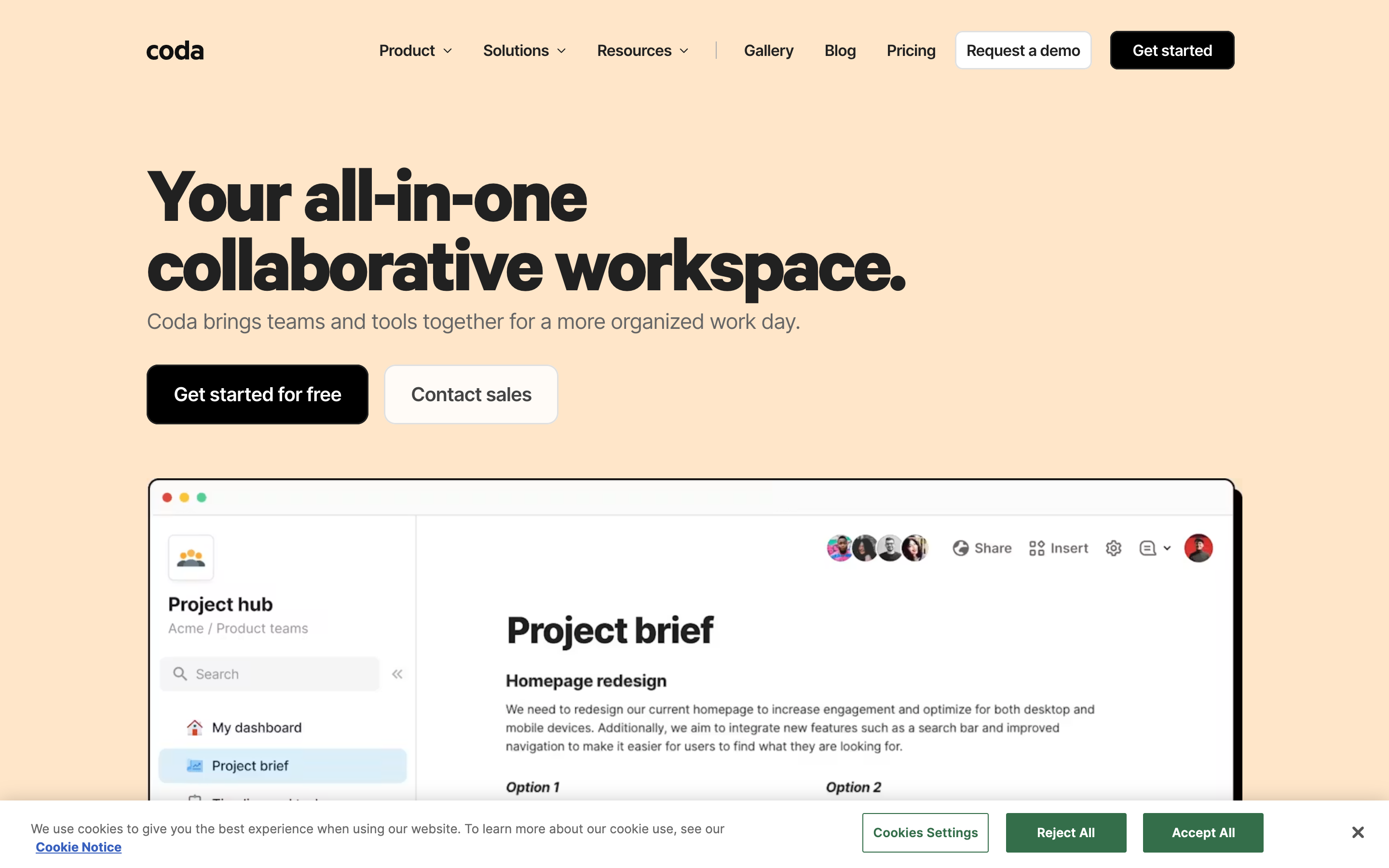 Coda (IO) website screenshot