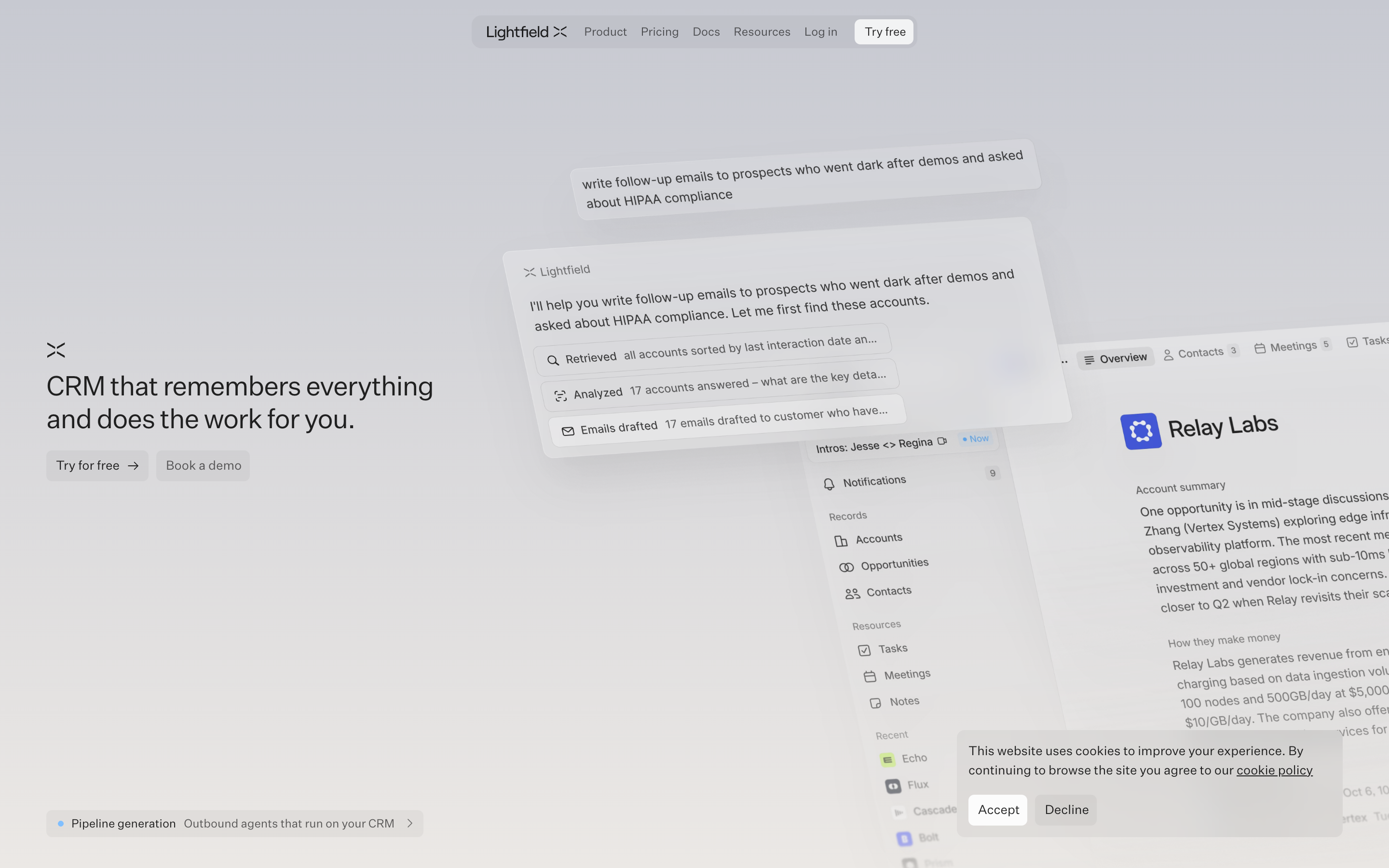 Lightfield website screenshot