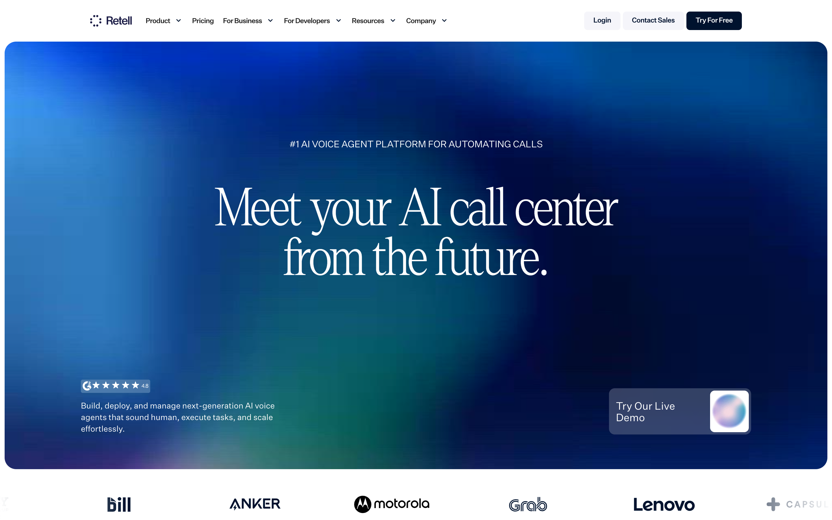 Retellai website screenshot