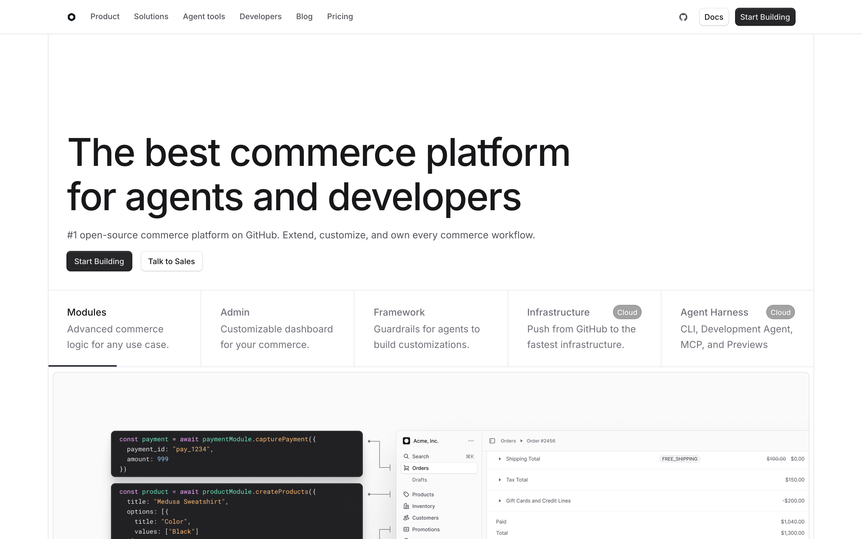 Medusa website screenshot