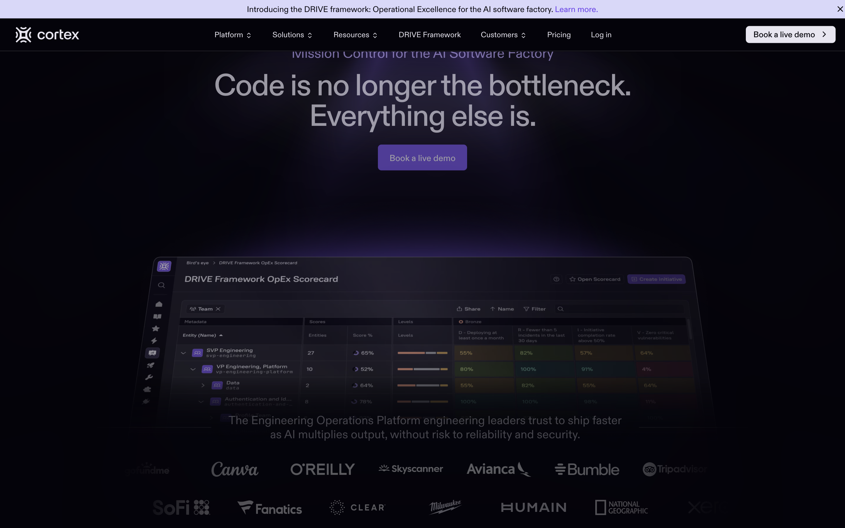 Cortex website screenshot