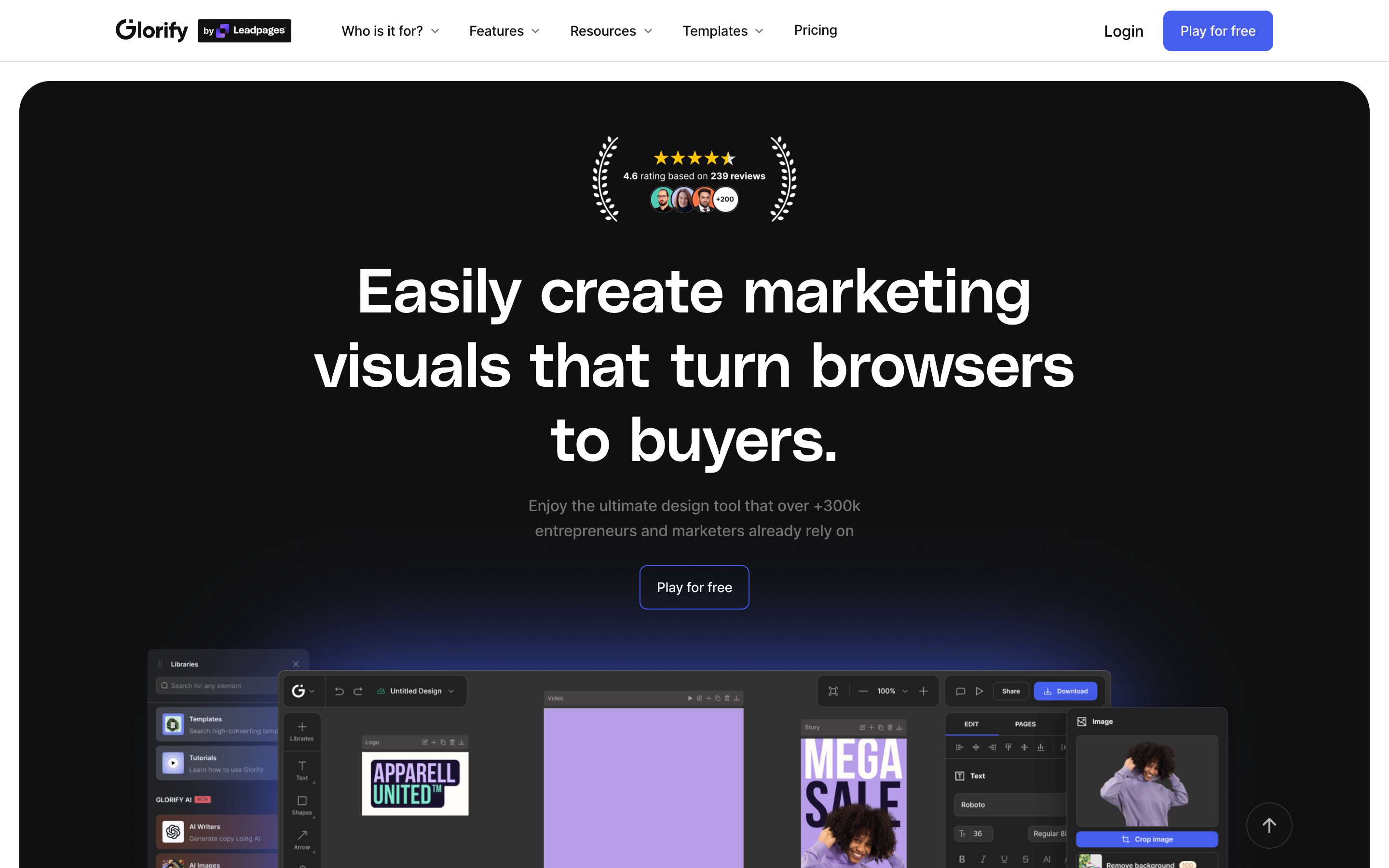 Glorify website screenshot