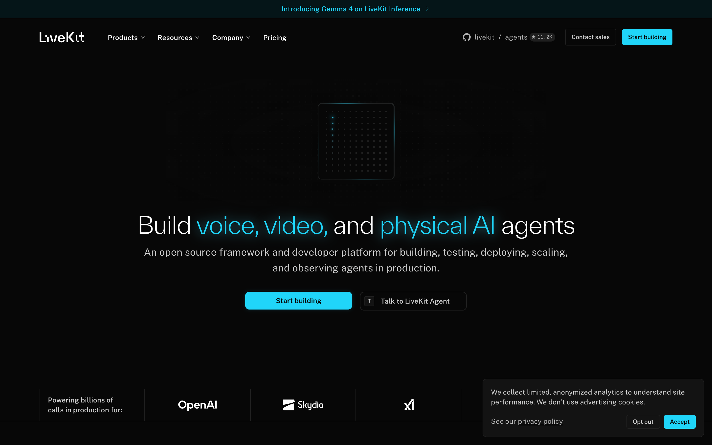 Livekit website screenshot
