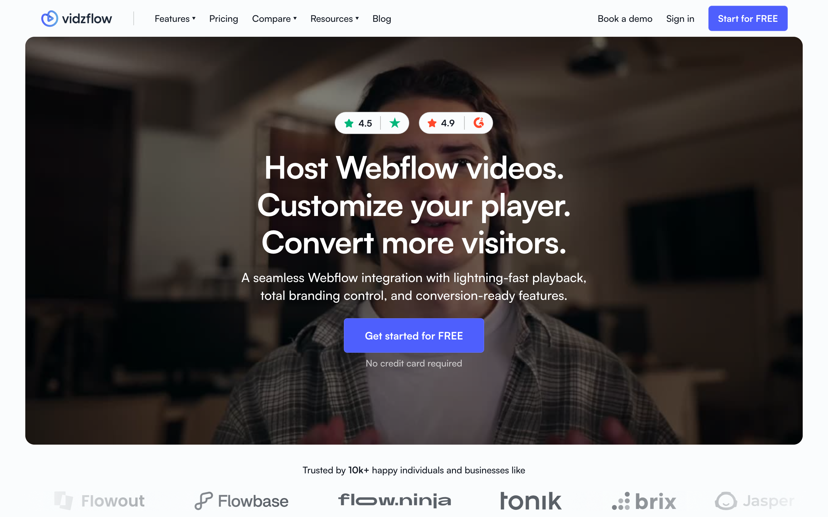 Vidzflow website screenshot
