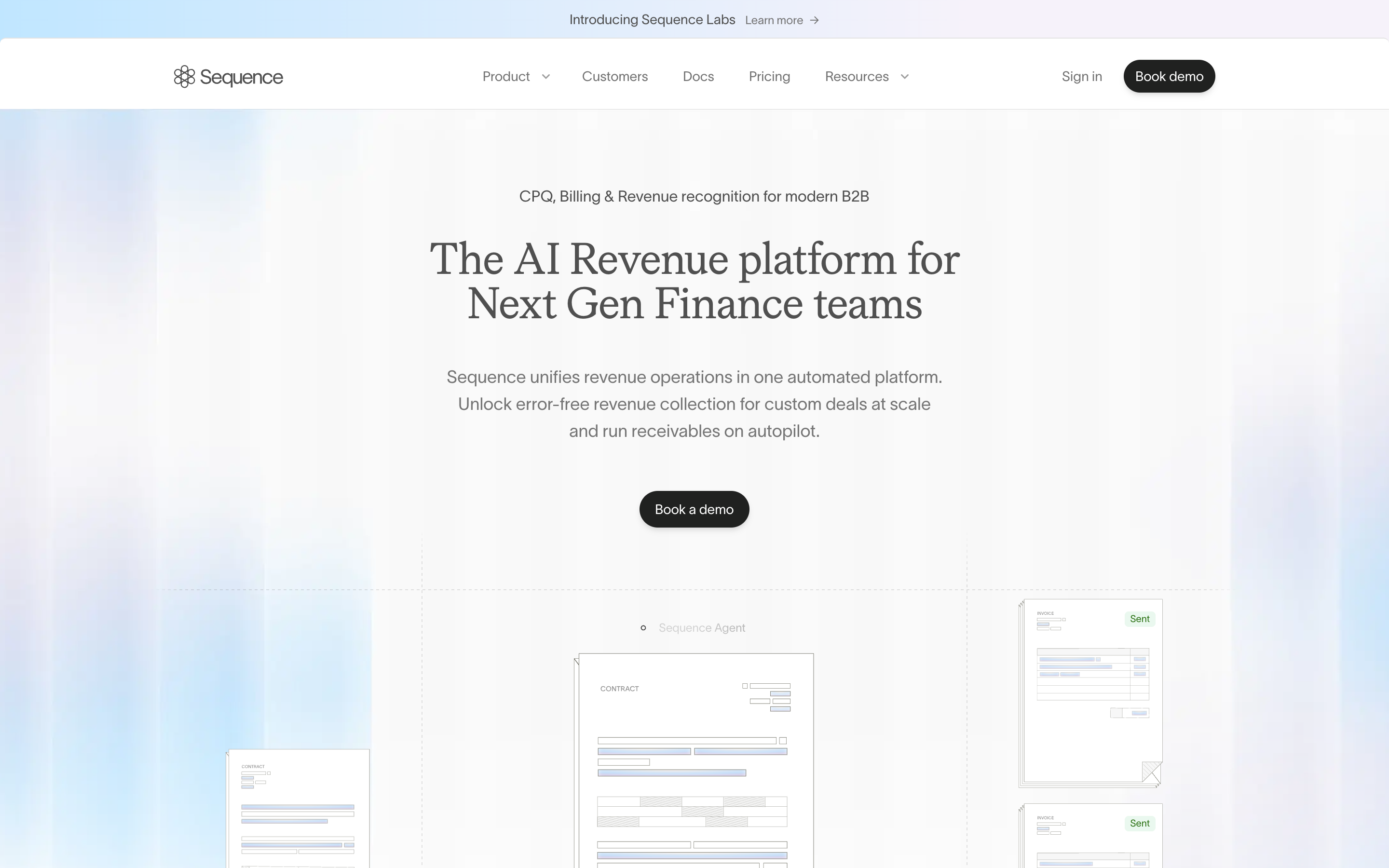 Sequence website screenshot
