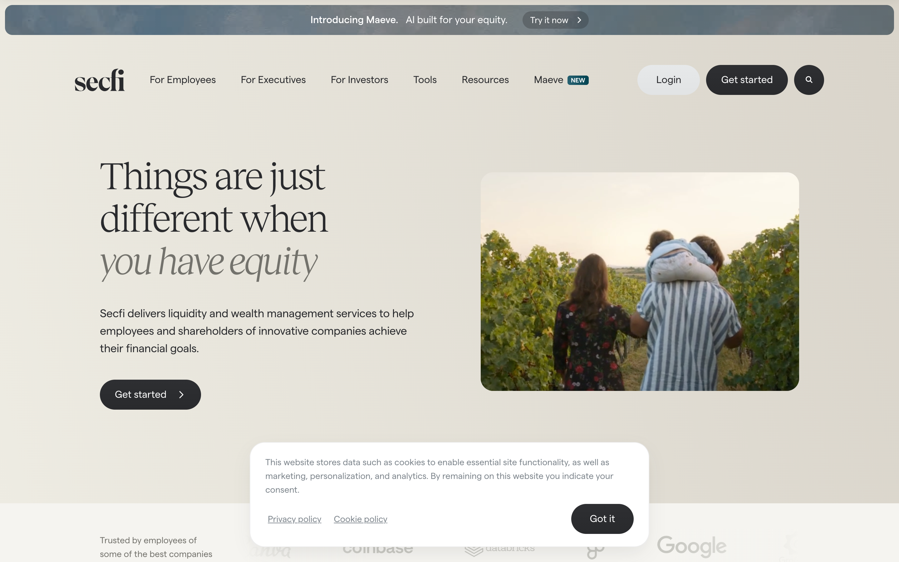 Secfi website screenshot