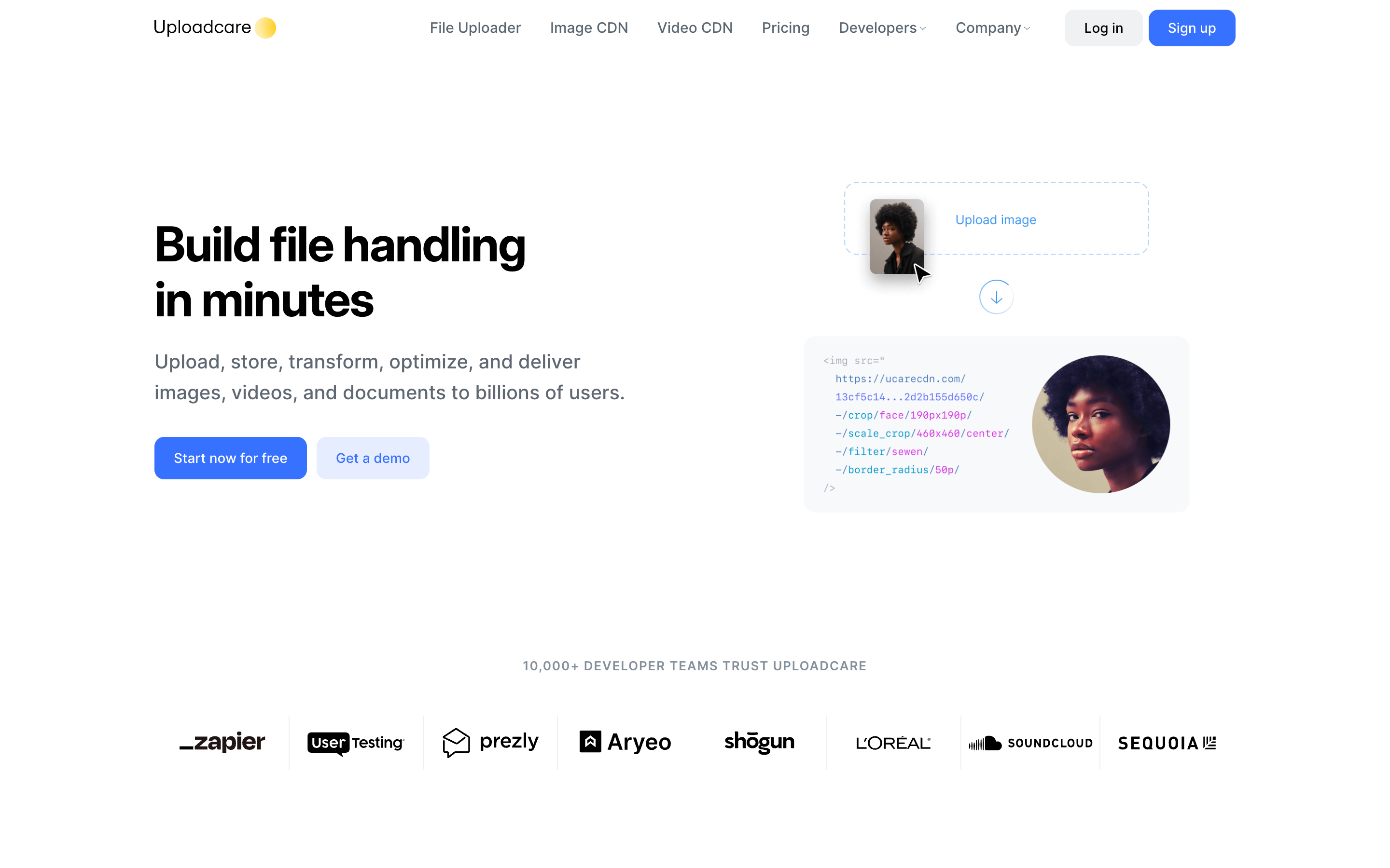 Uploadcare website screenshot