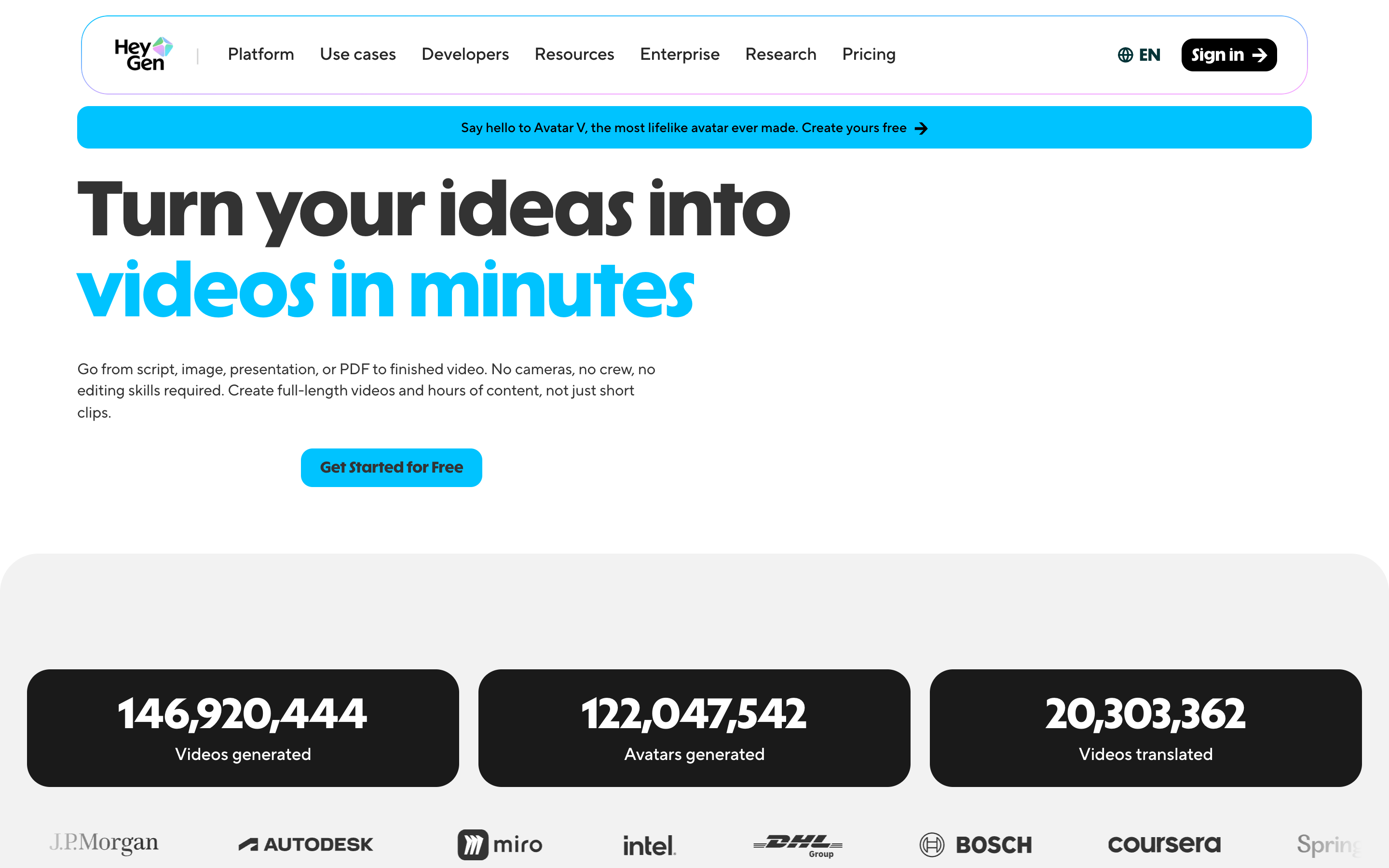 HeyGen website screenshot