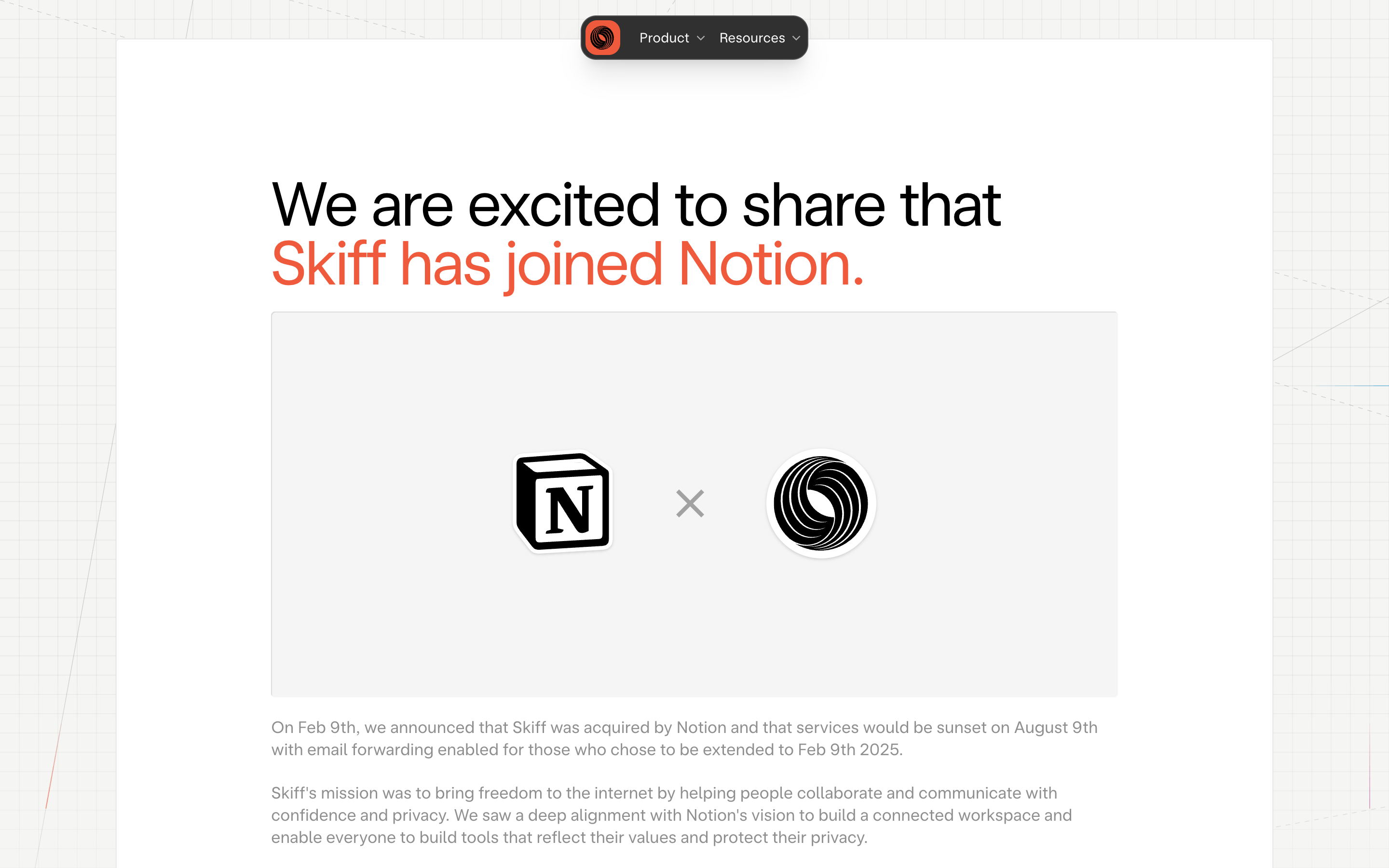 Skiff website screenshot