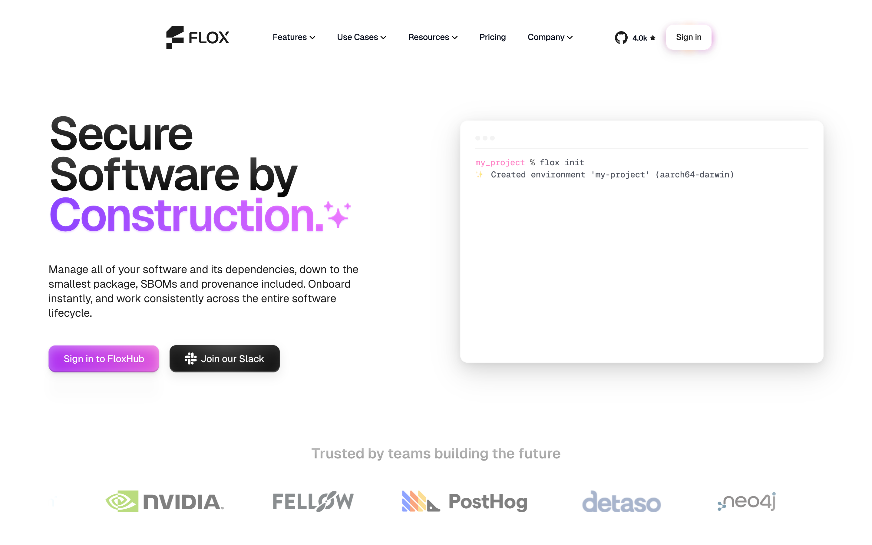 Flox website screenshot