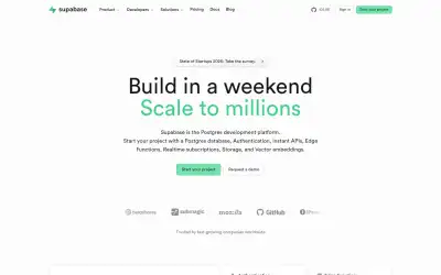Supabase website screenshot