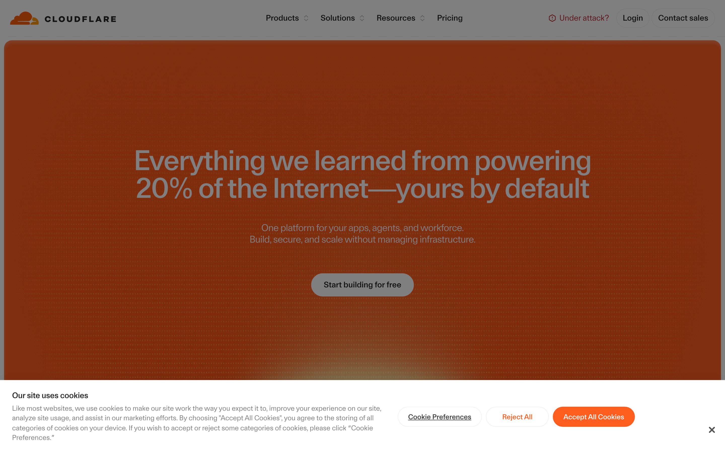 Cloudflare website screenshot