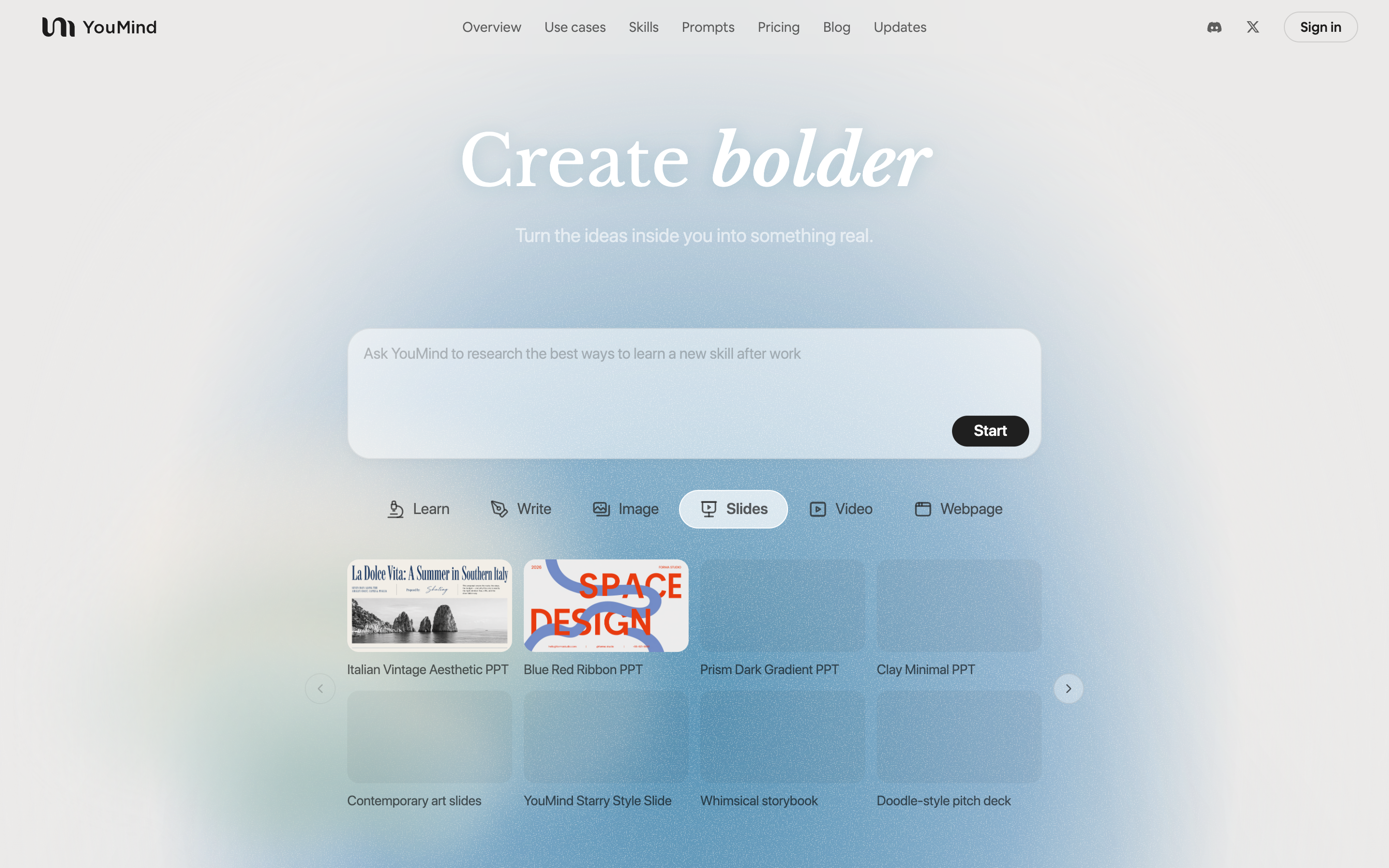 Youmind website screenshot