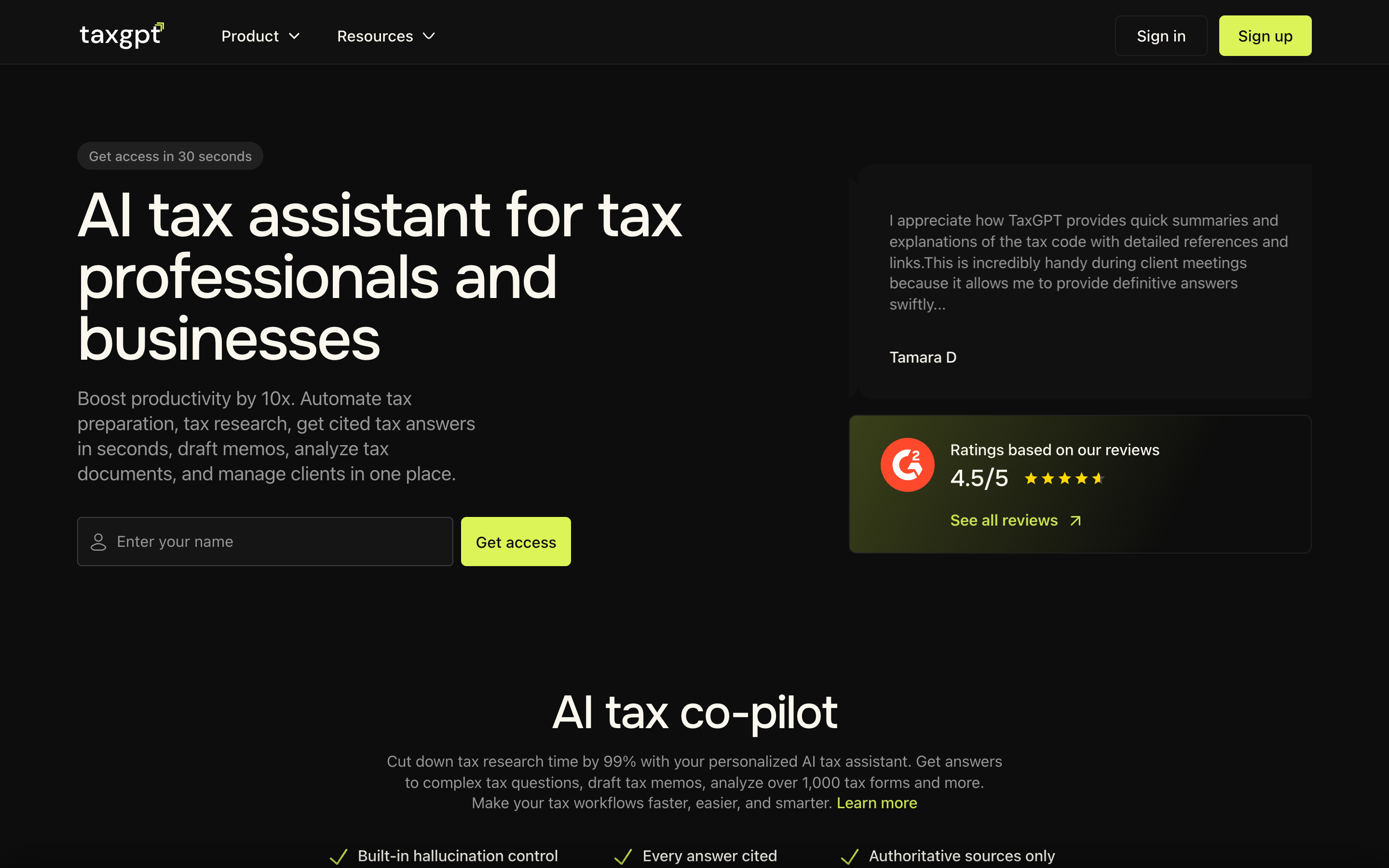 Taxgpt website screenshot