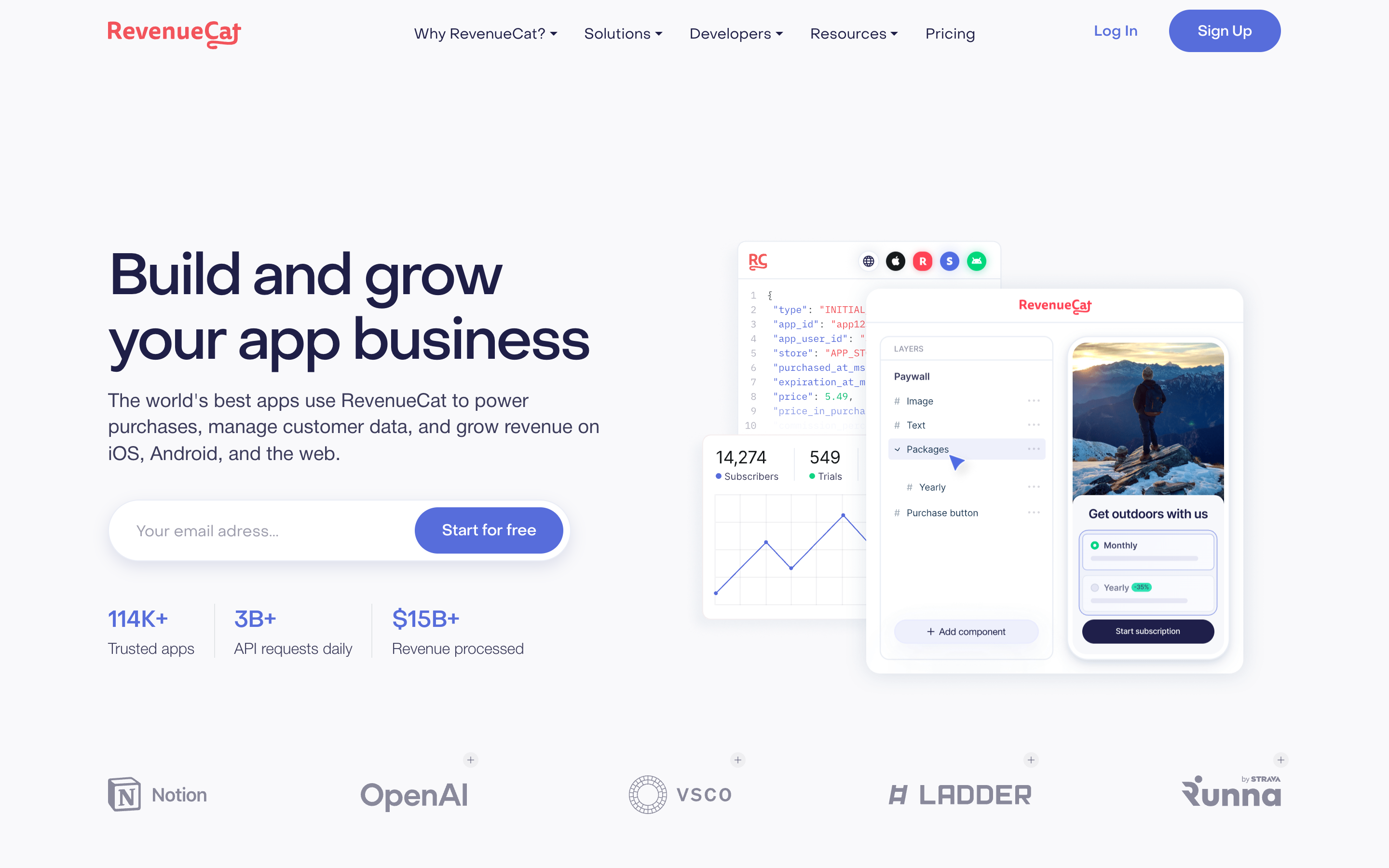 Revenuecat website screenshot