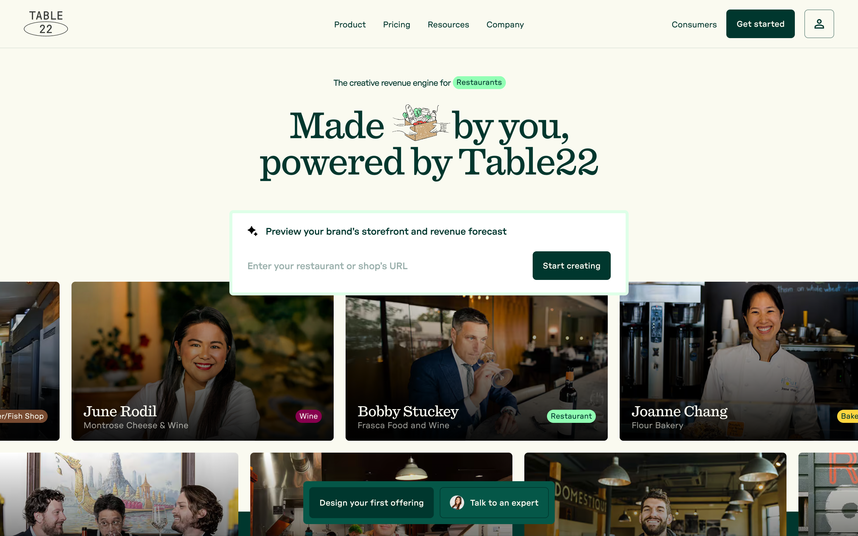 Table22 website screenshot