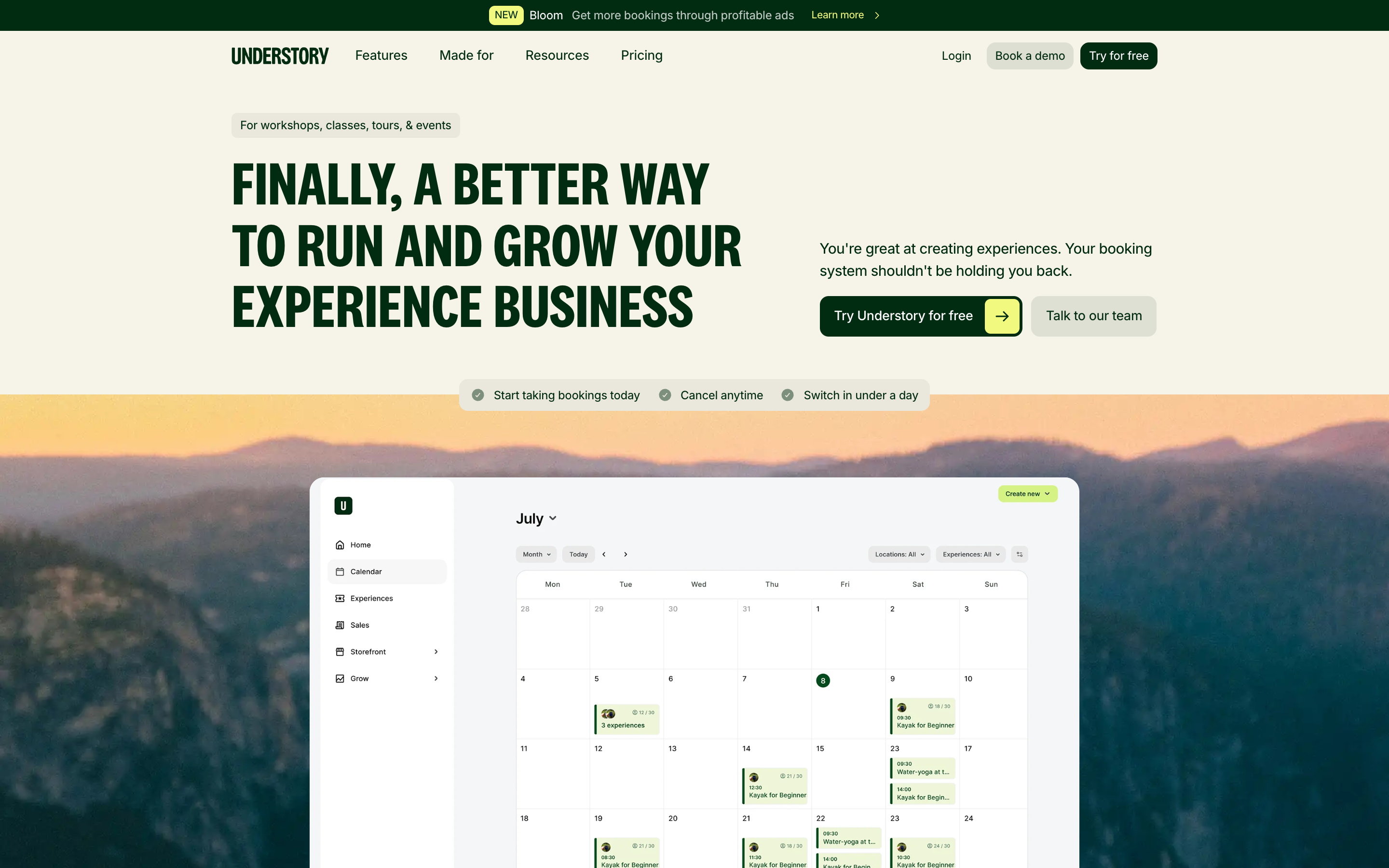 Understory website screenshot