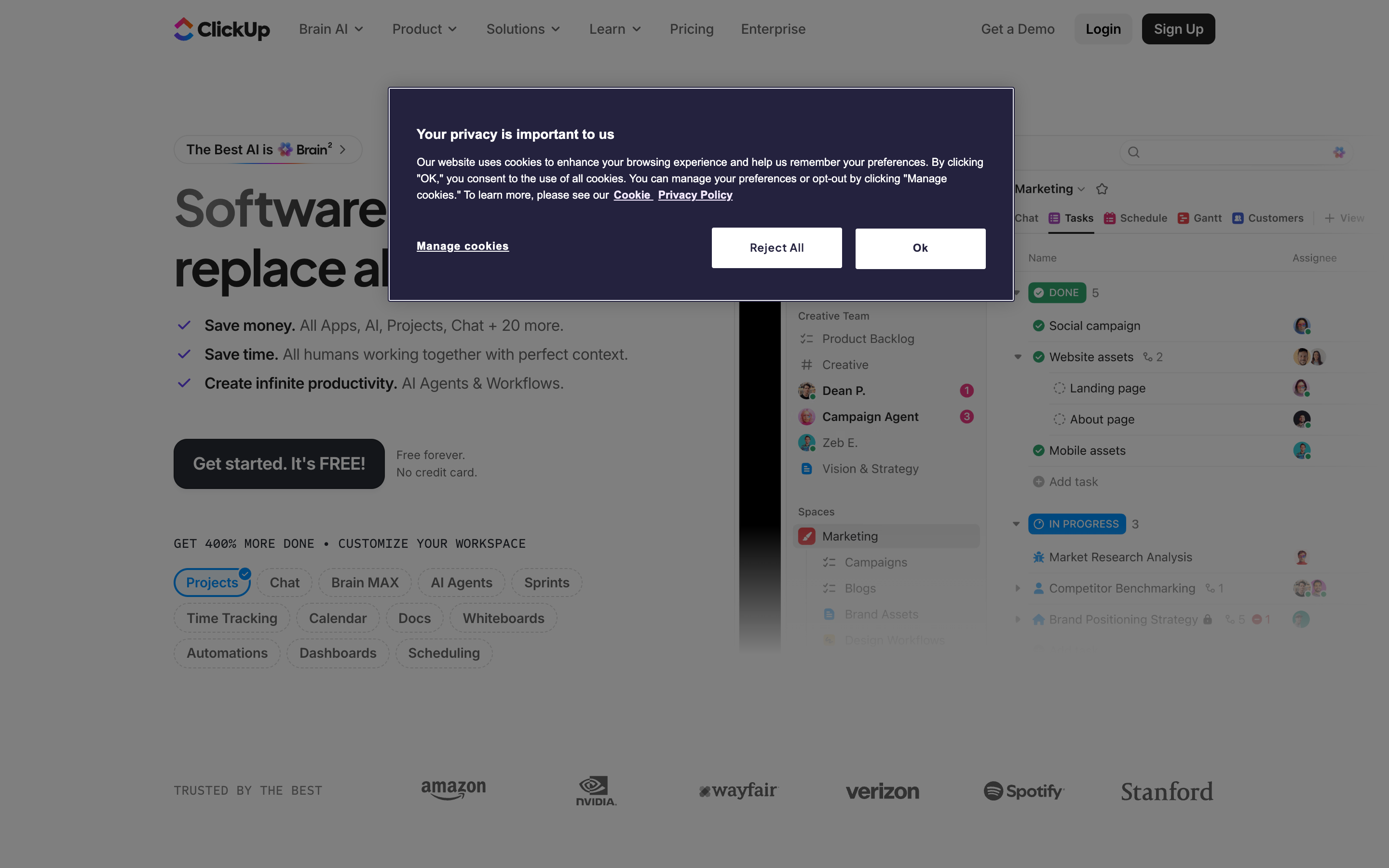 ClickUp website screenshot