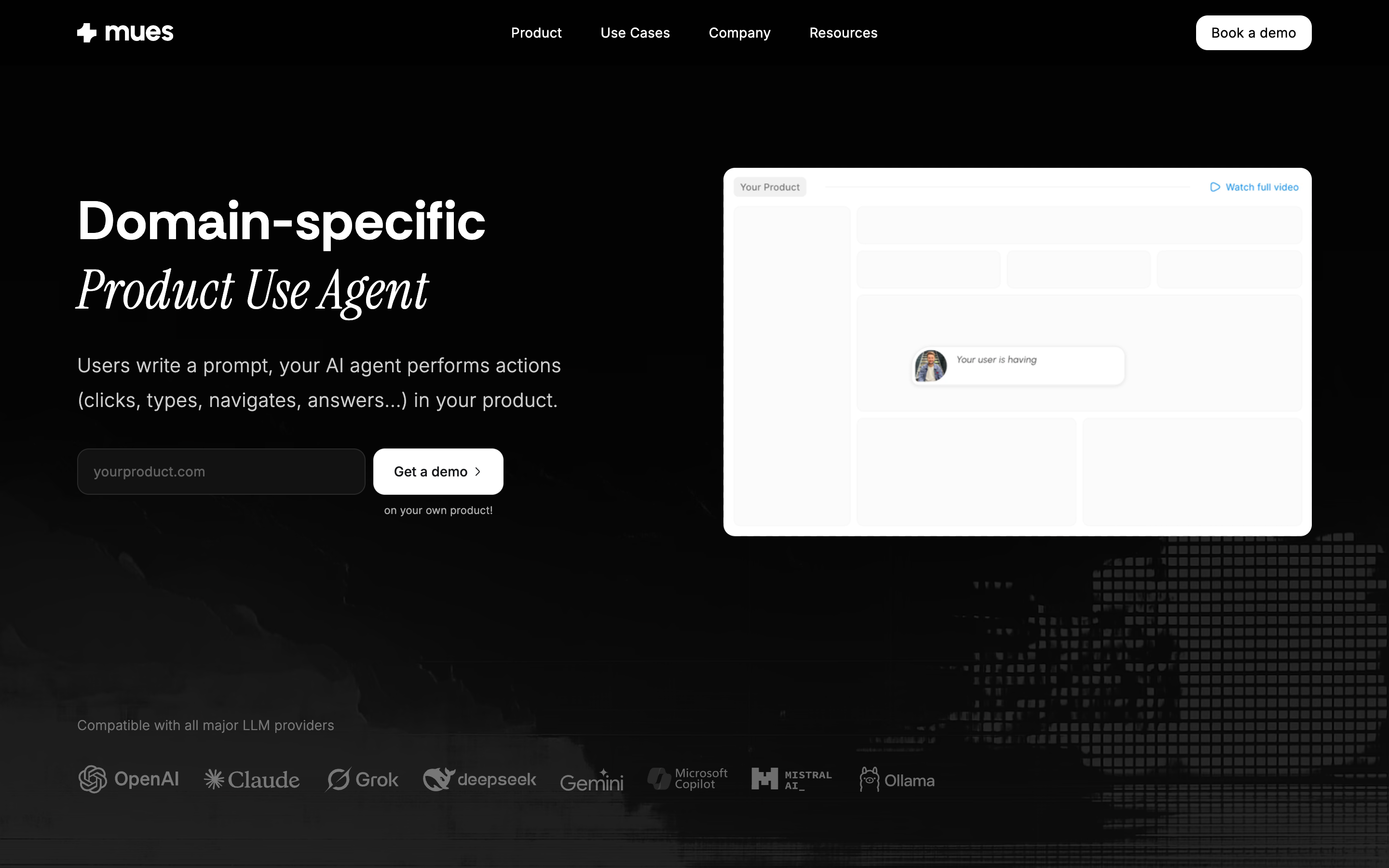 Mues AI website screenshot