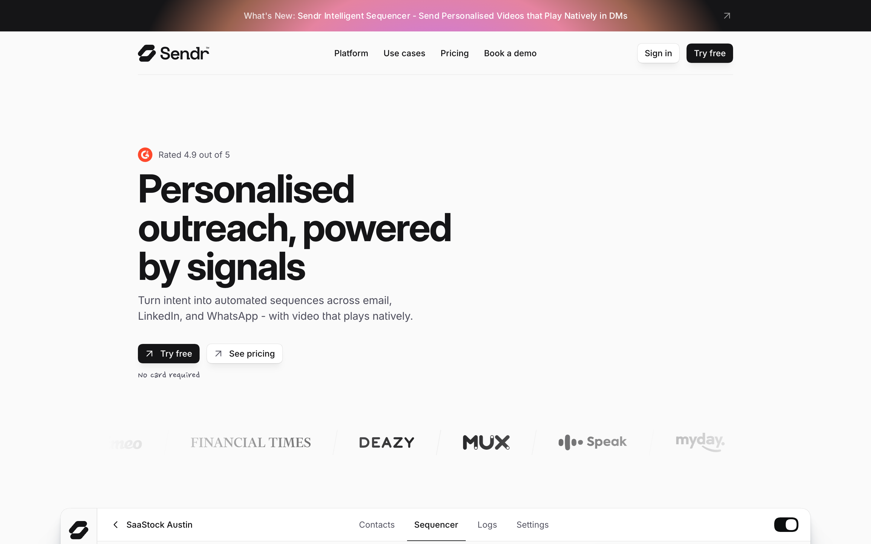 Flowsend website screenshot