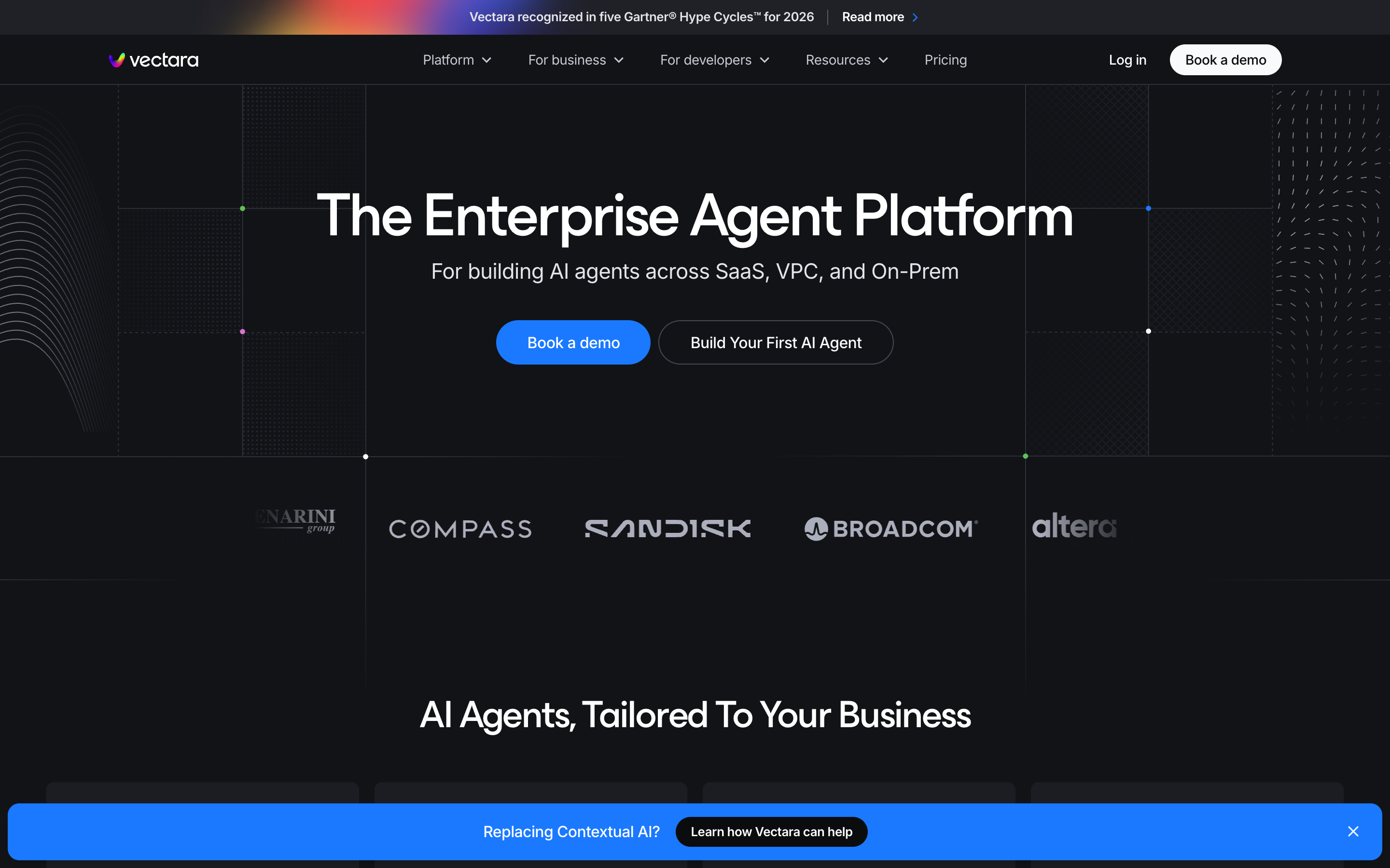 Vectara website screenshot