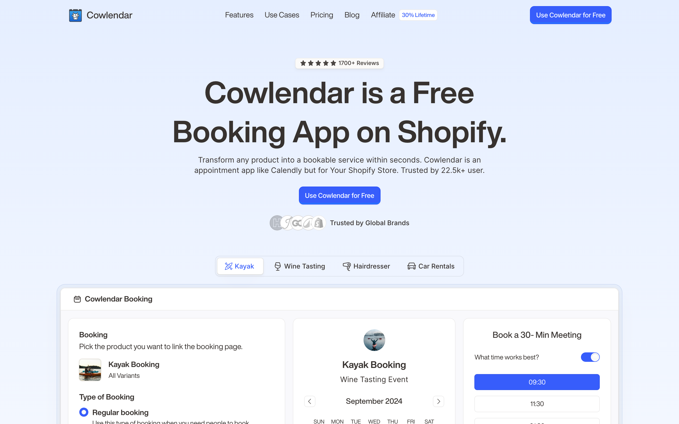 Cowlendar website screenshot