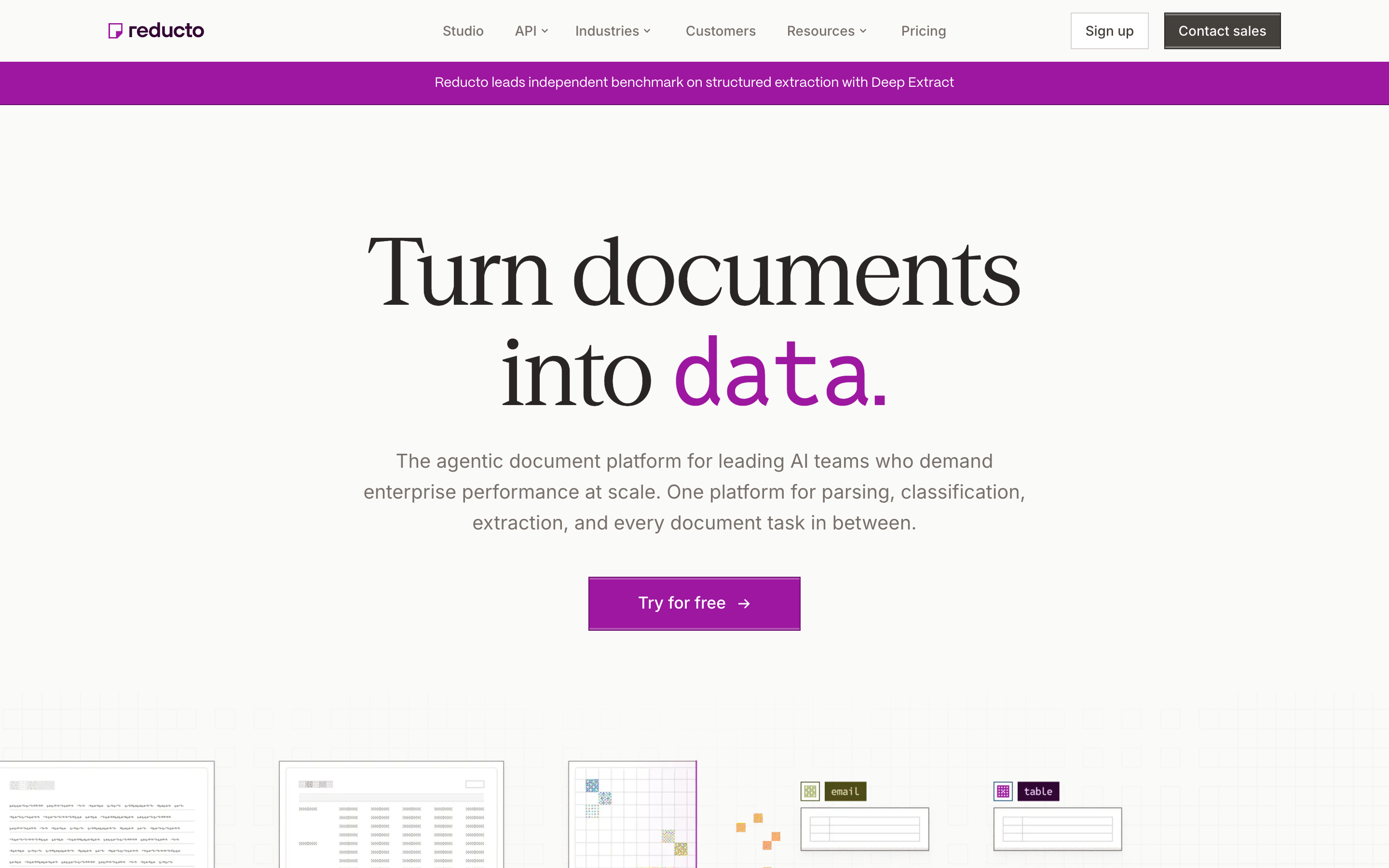 Reducto website screenshot