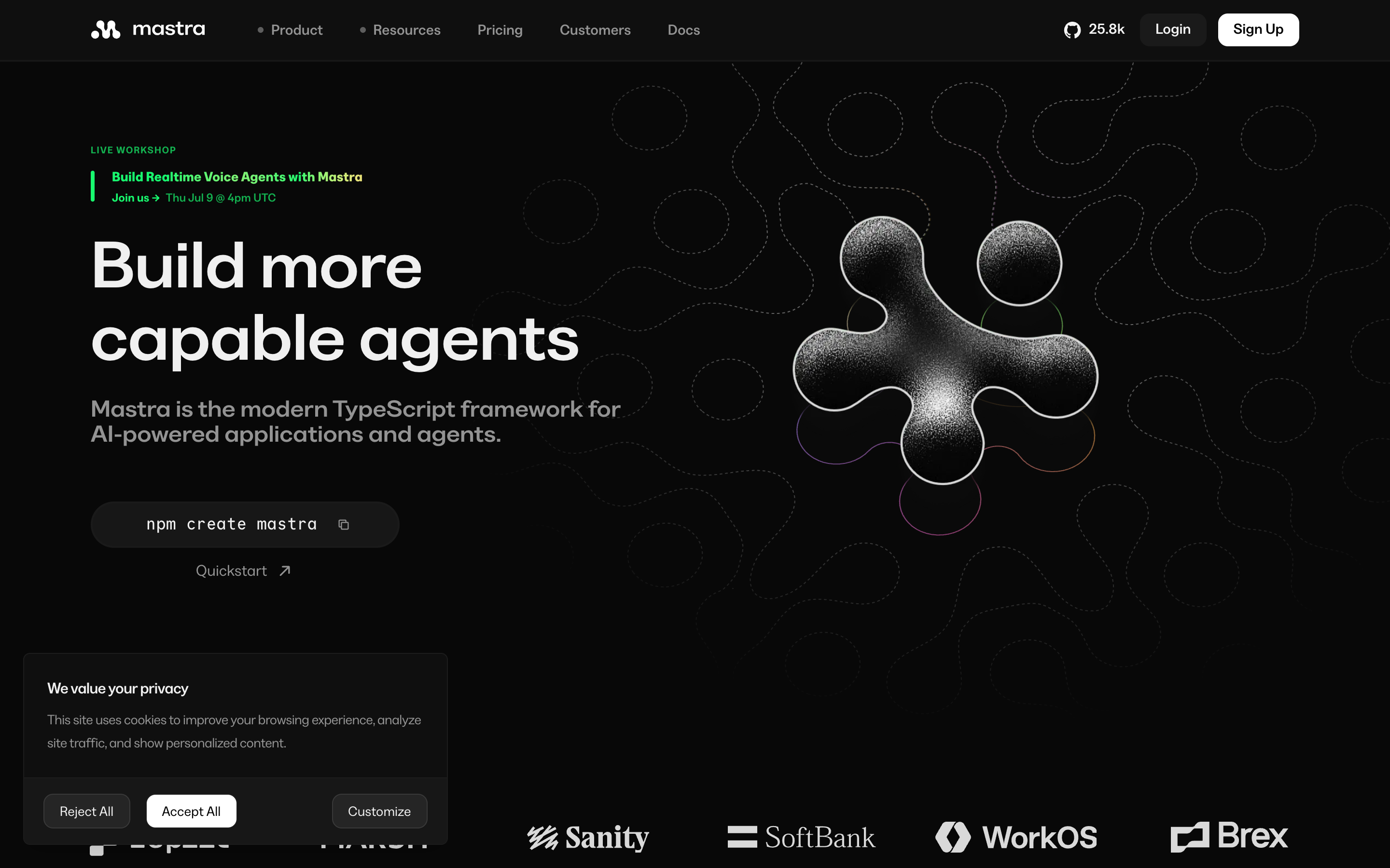 Mastra website screenshot