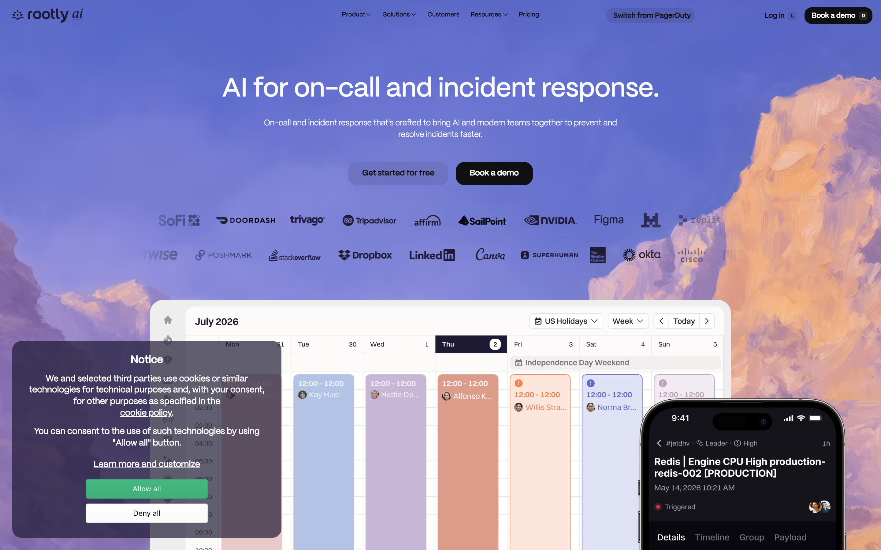 Rootly website screenshot