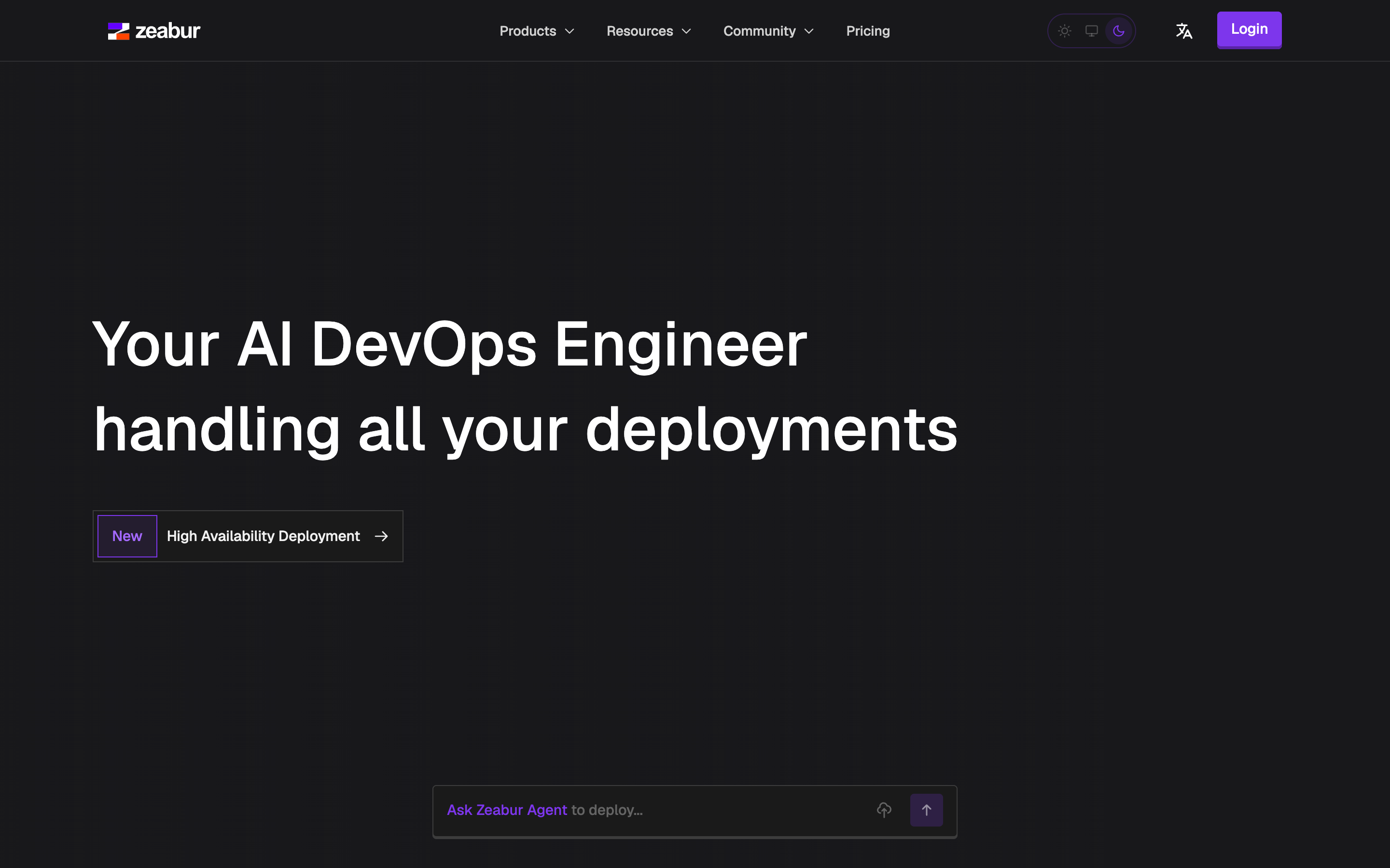 Zeabur website screenshot
