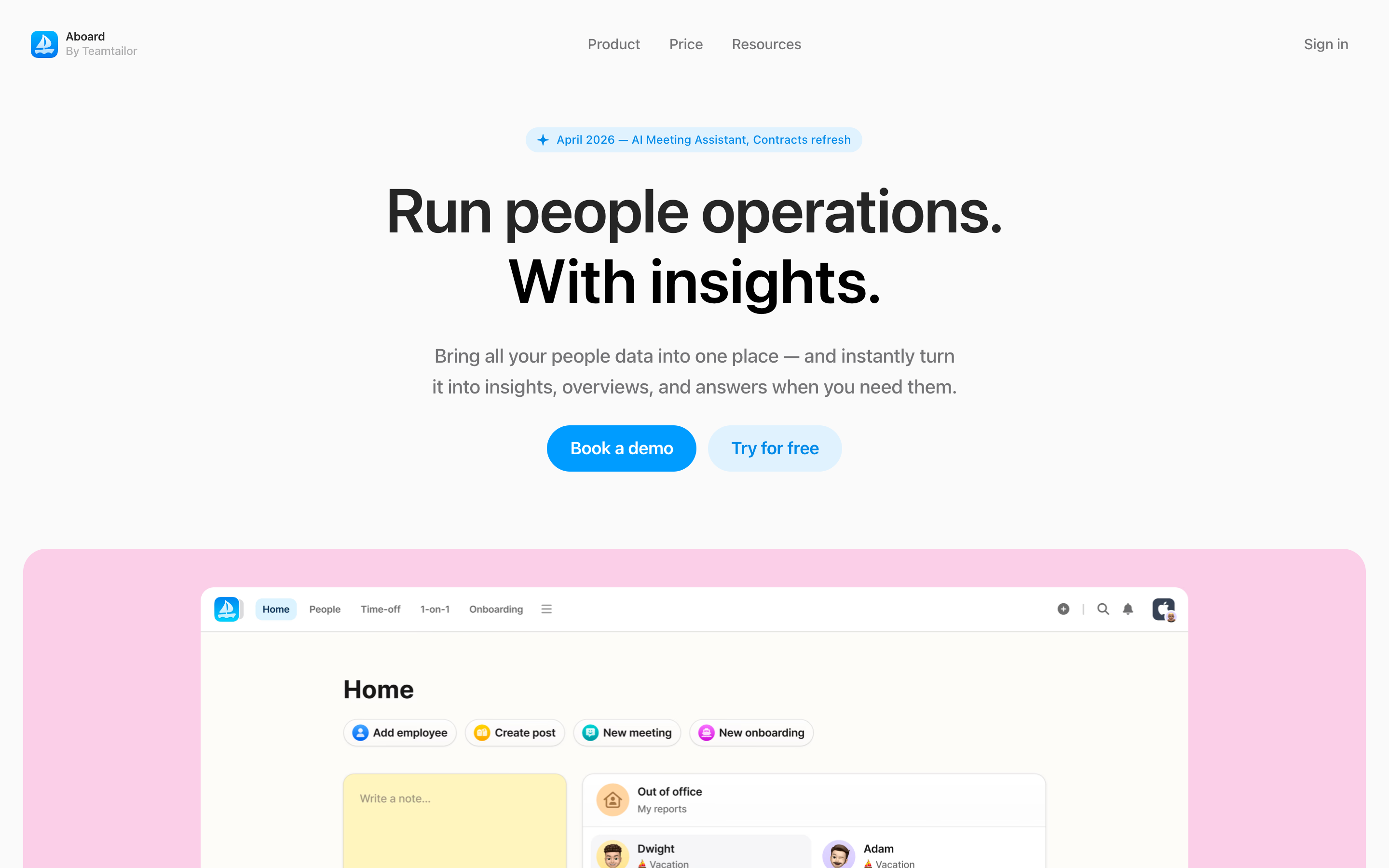 Aboardhr website screenshot