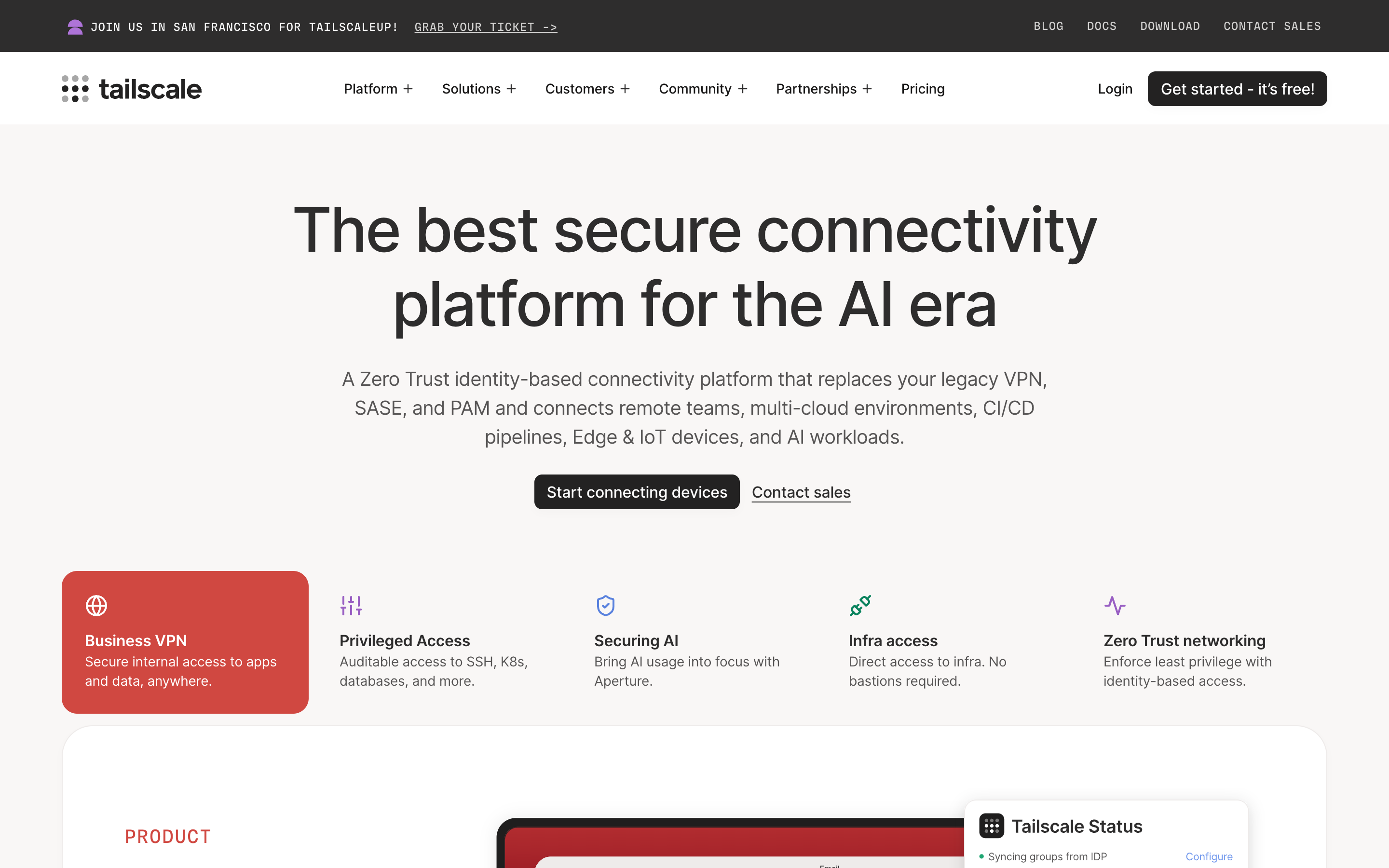 Tailscale website screenshot
