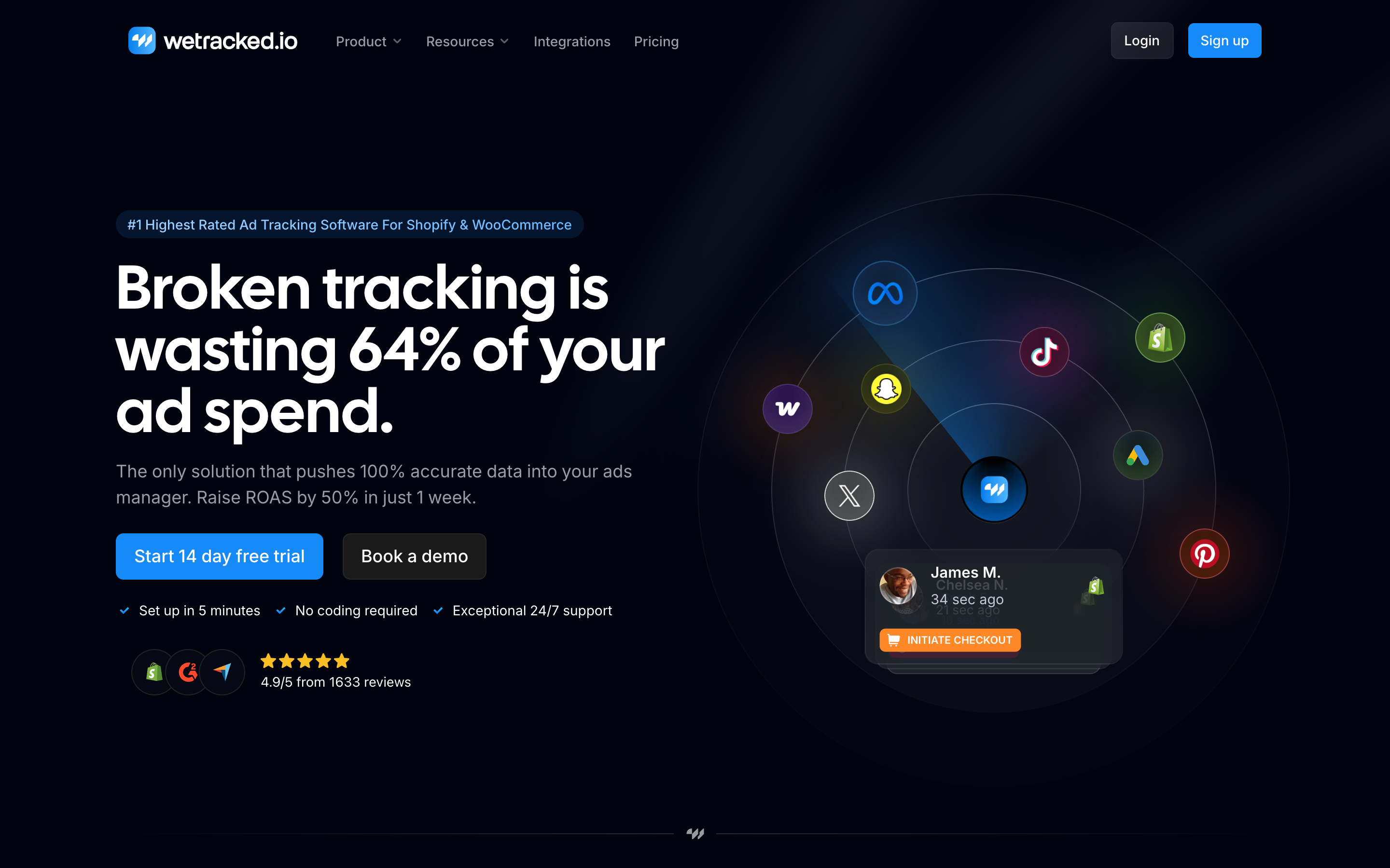 Wetracked website screenshot