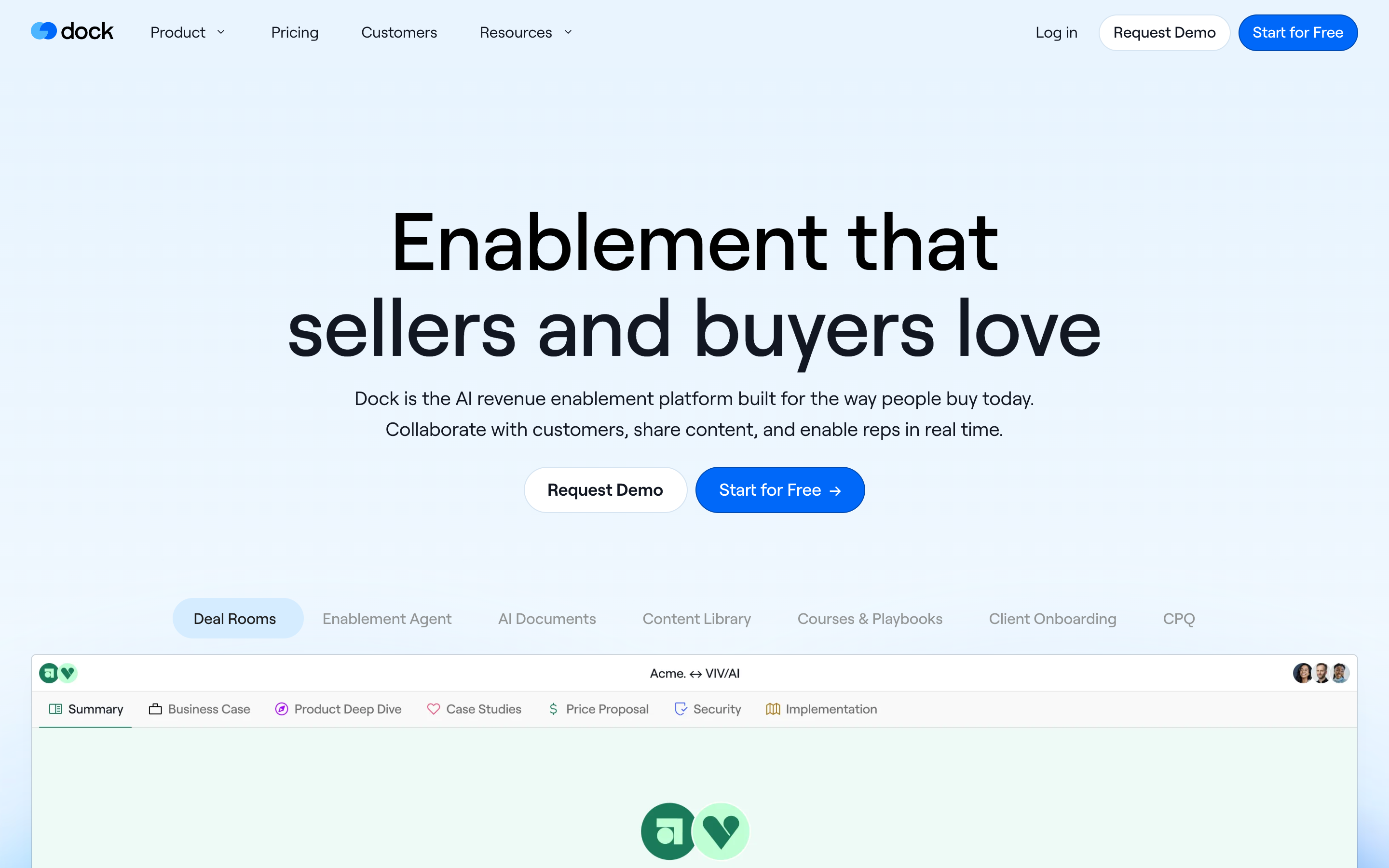 Dock website screenshot