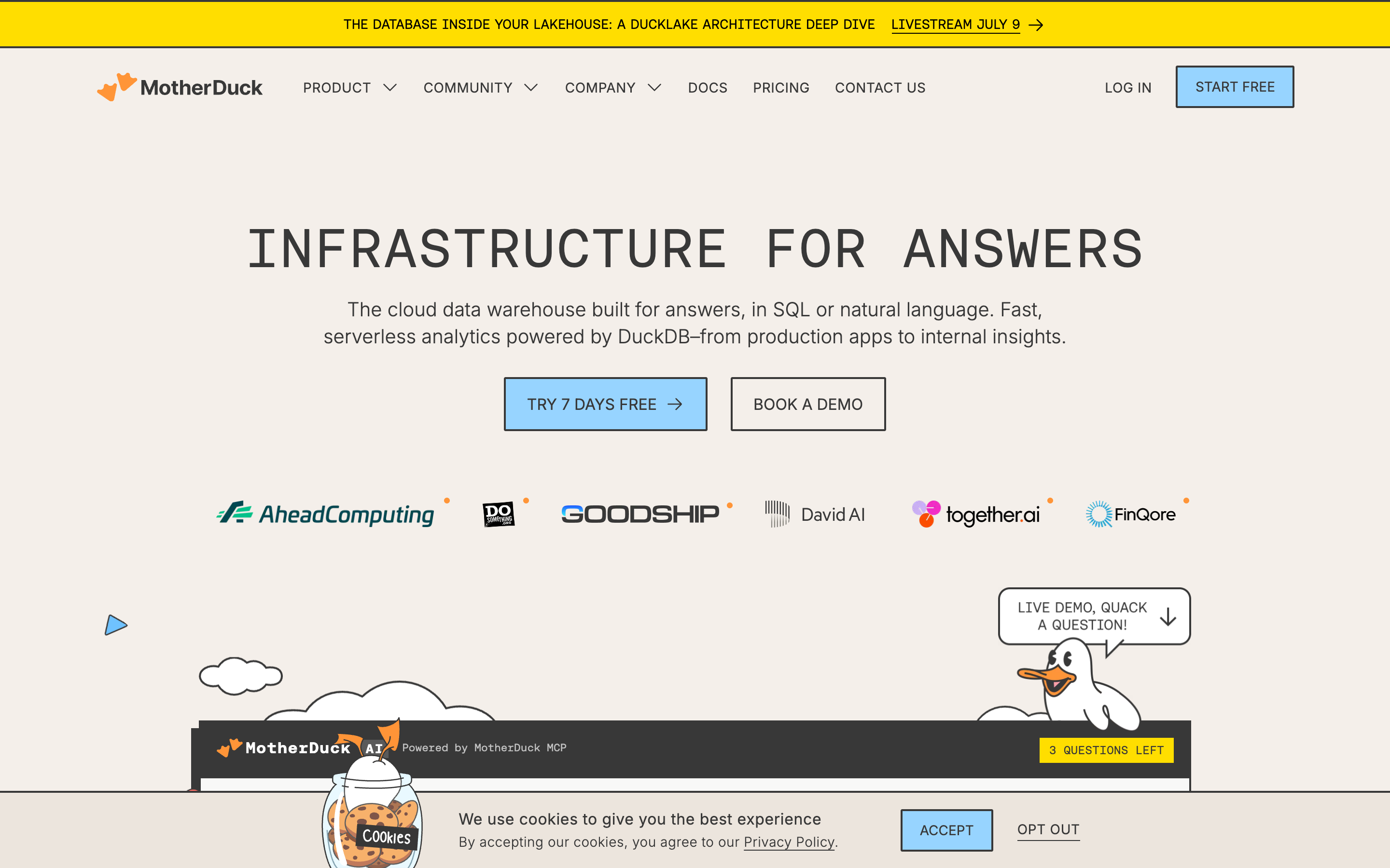 Motherduck website screenshot