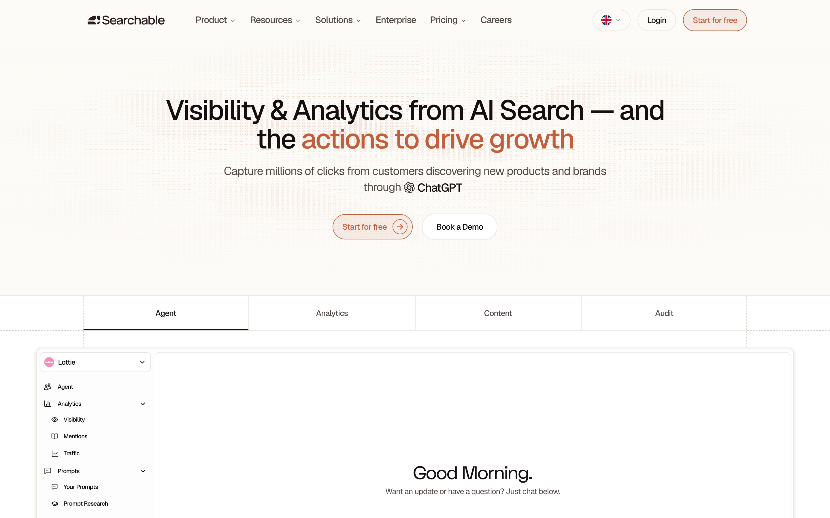 Searchable website screenshot