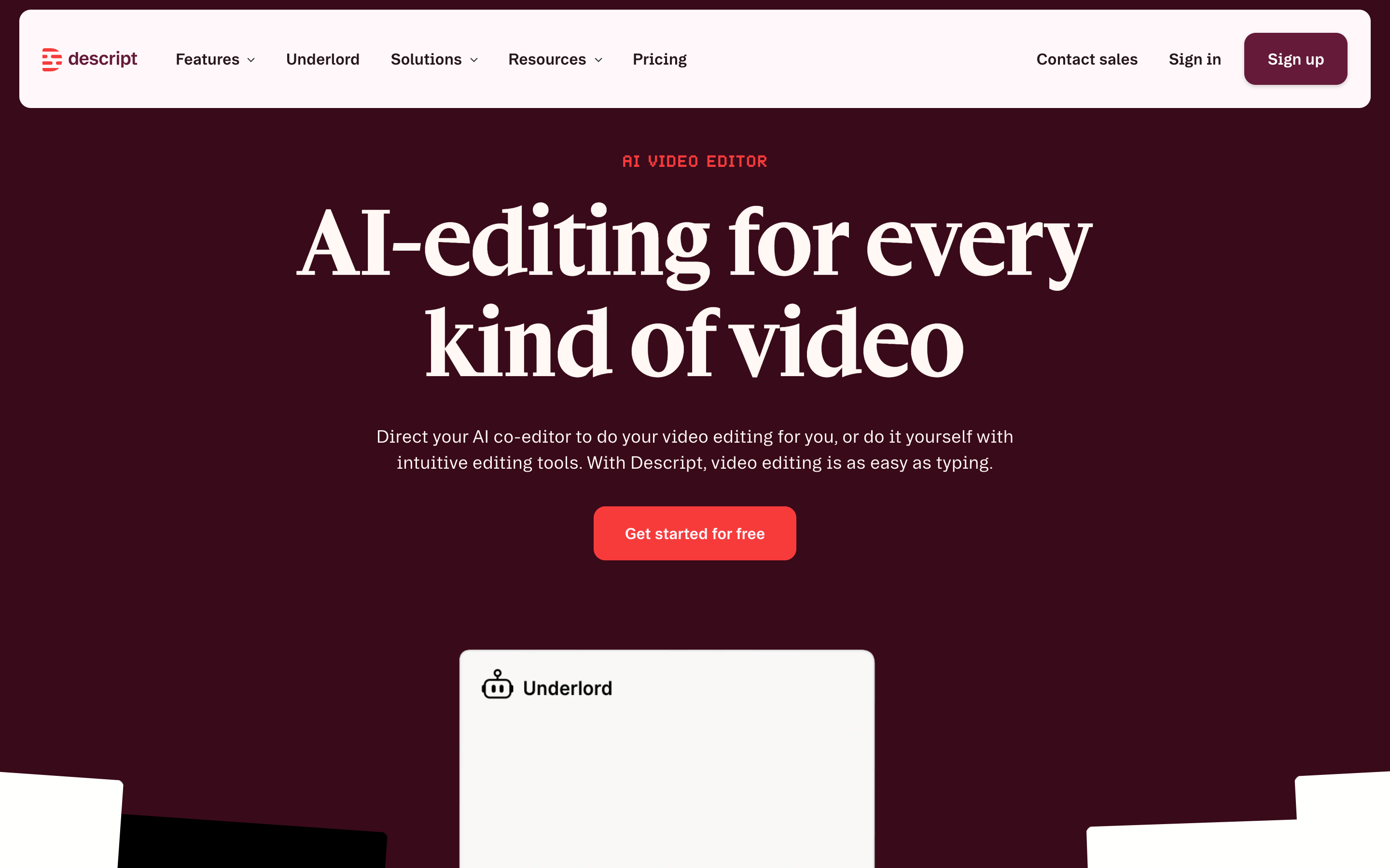 Descript website screenshot