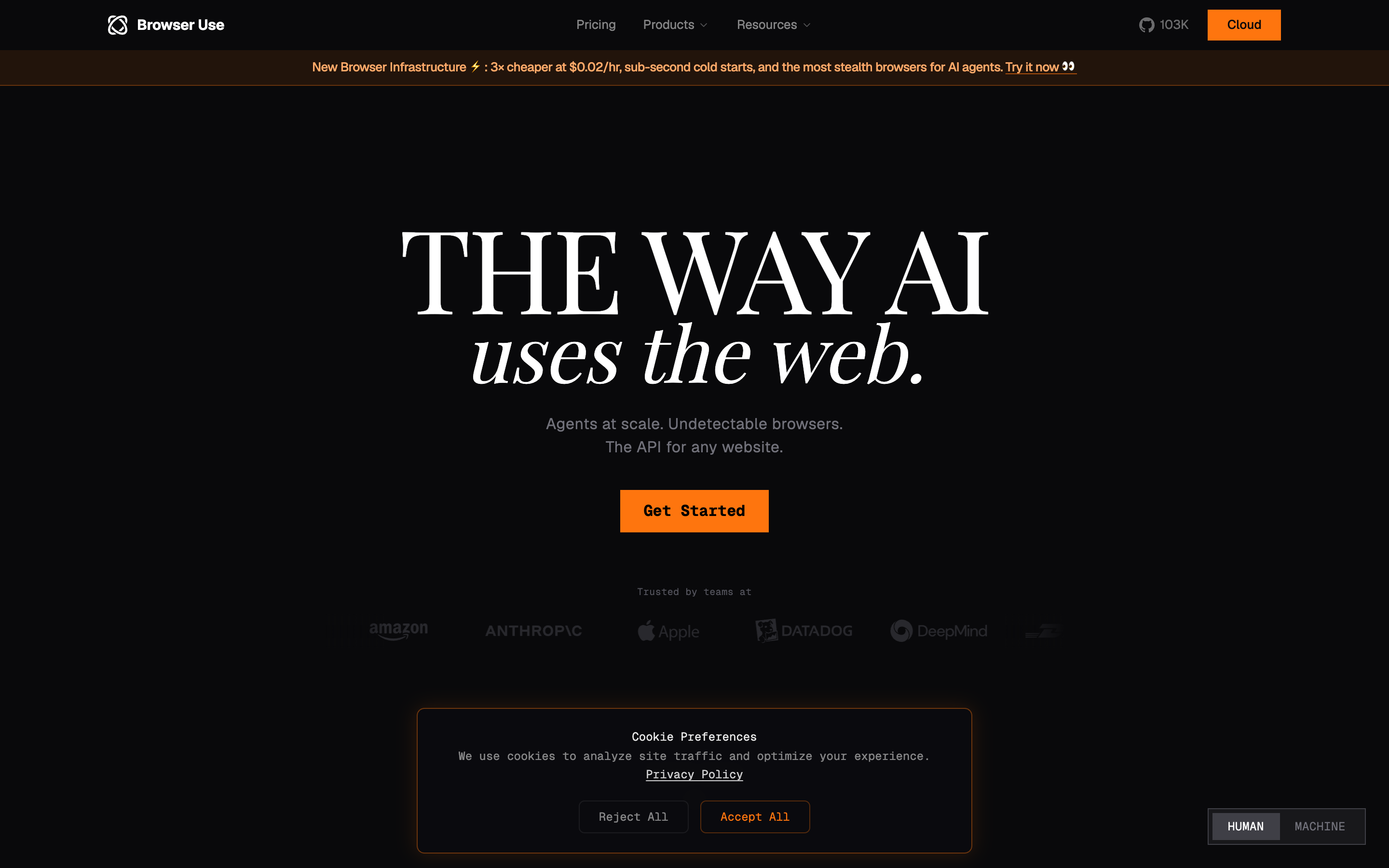 Browser Use website screenshot