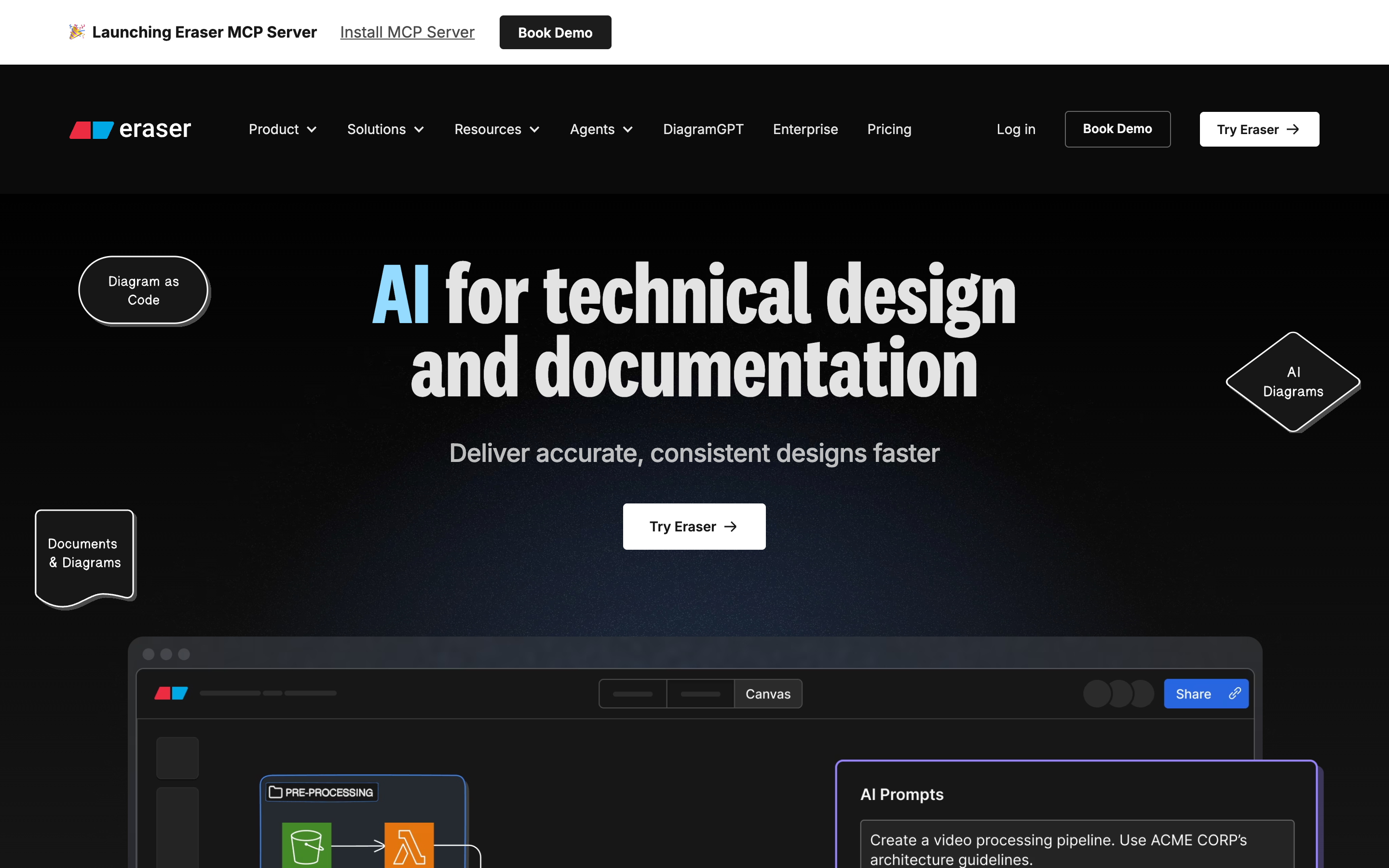 Eraser website screenshot
