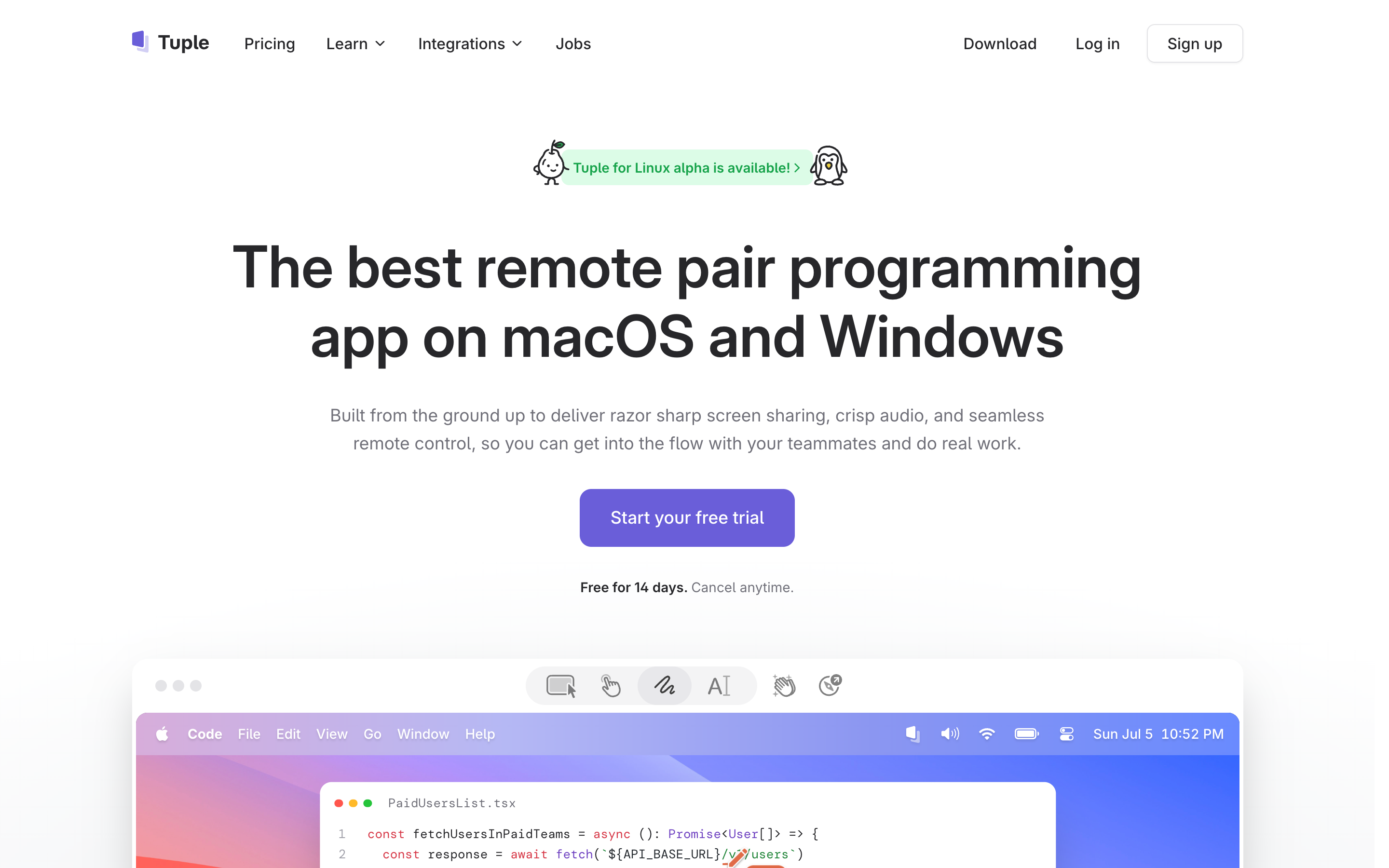 Tuple website screenshot