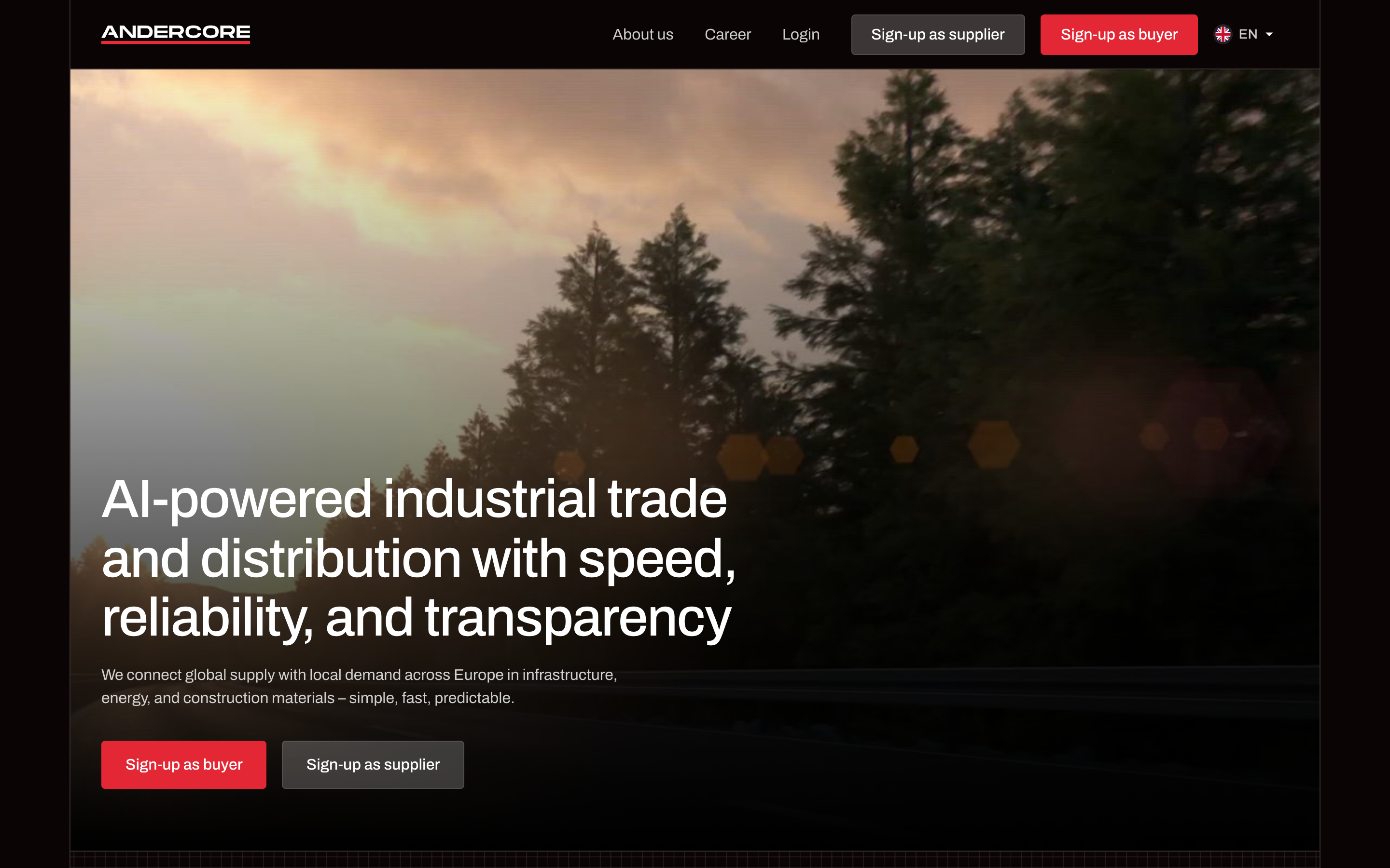 Andercore website screenshot